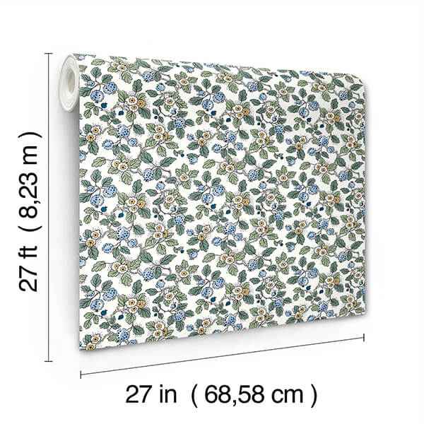 Framboise Blue Berry Vines Wallpaper - York Wallcoverings - VP1413 - York Wallcoverings Wallpaper