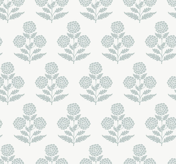 souci-light-blue-marigolds-wallpaper-york-wallcoverings-vp1431 - York Wallcoverings Wallpaper