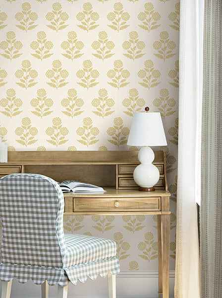 Souci Butter Marigolds Wallpaper - York Wallcoverings - VP1432 - York Wallcoverings Wallpaper
