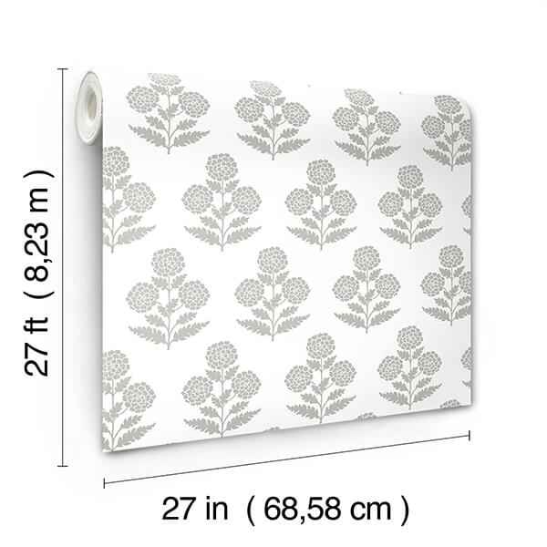Souci Grey Marigolds Wallpaper - York Wallcoverings - VP1435 - York Wallcoverings Wallpaper