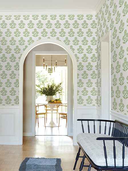 Souci Green Marigolds Wallpaper - York Wallcoverings - VP1436 - York Wallcoverings Wallpaper