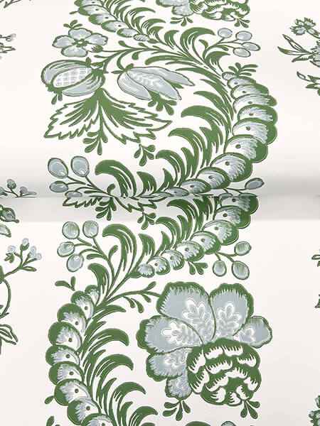 Beaumont Green Floral Stripe Wallpaper - York Wallcoverings - VP1301 - York Wallcoverings Wallpaper