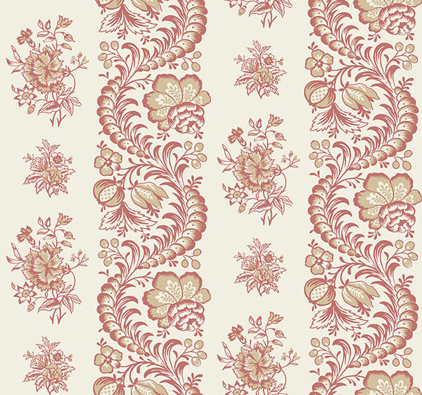 beaumont-ruby-floral-stripe-wallpaper-york-wallcoverings-vp1304 - York Wallcoverings Wallpaper