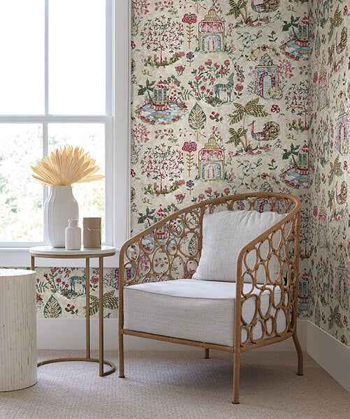 Parc Merlot Garden Dreams Wallpaper - York Wallcoverings - VP1403