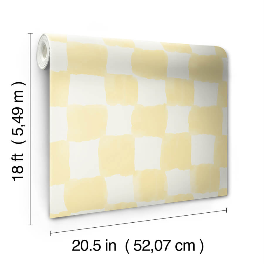 mr-kate-tess-watercolor-checker-pale-yellow-peel-and-stick-wallpaper-york-wallcoverings-rmws1317 - York Wallcoverings Wallpaper