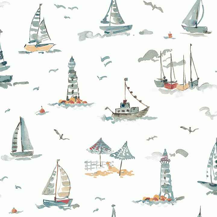 Set Sail Blue Green Peel and Stick Wallpaper - York Wallcoverings - NUS6497 - York Wallcoverings Wallpaper