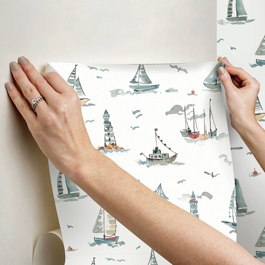 set-sail-blue-green-peel-and-stick-wallpaper-york-wallcoverings-nus6497 - York Wallcoverings Wallpaper