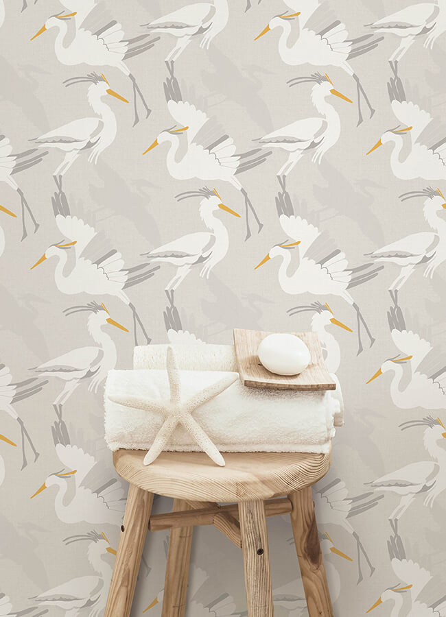 coastal-wings-taupe-peel-and-stick-wallpaper-york-wallcoverings-nus6502 - York Wallcoverings Wallpaper