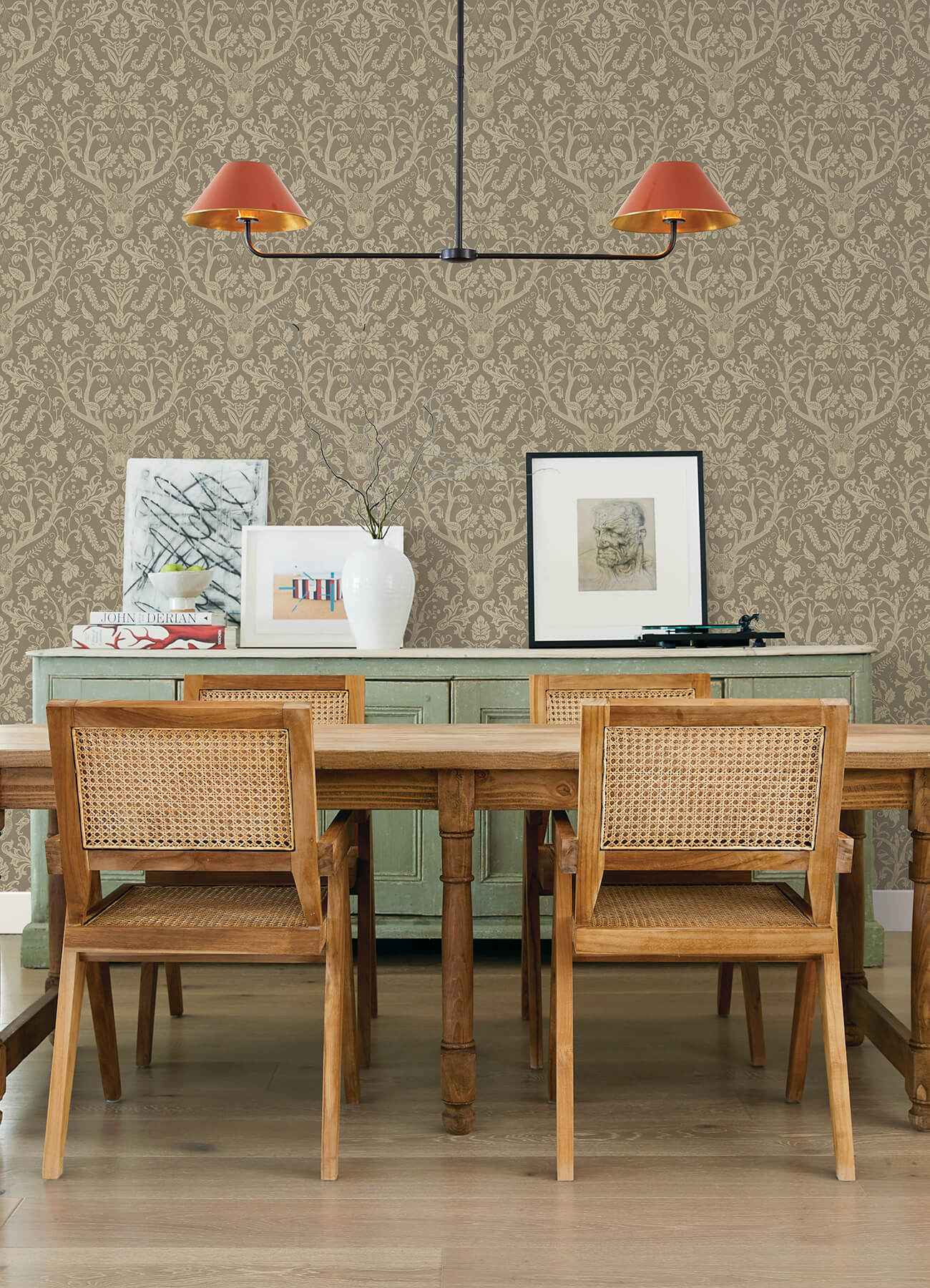 Kiwassa Light Brown Antler Damask Wallpaper - York Wallcoverings - 4169-12705 - York Wallcoverings Wallpaper