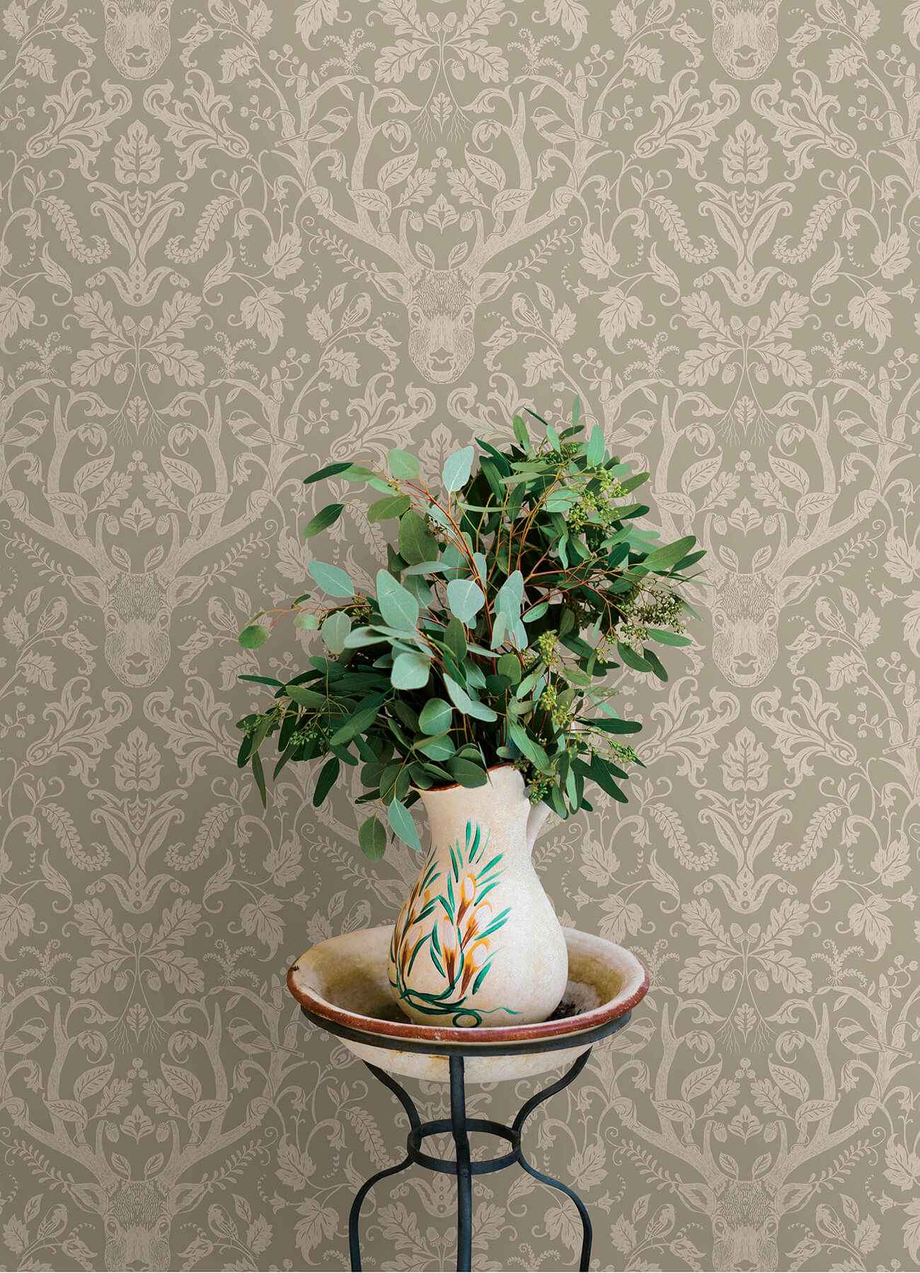 Kiwassa Sage Antler Damask Wallpaper - York Wallcoverings - 4169-12706 - York Wallcoverings Wallpaper