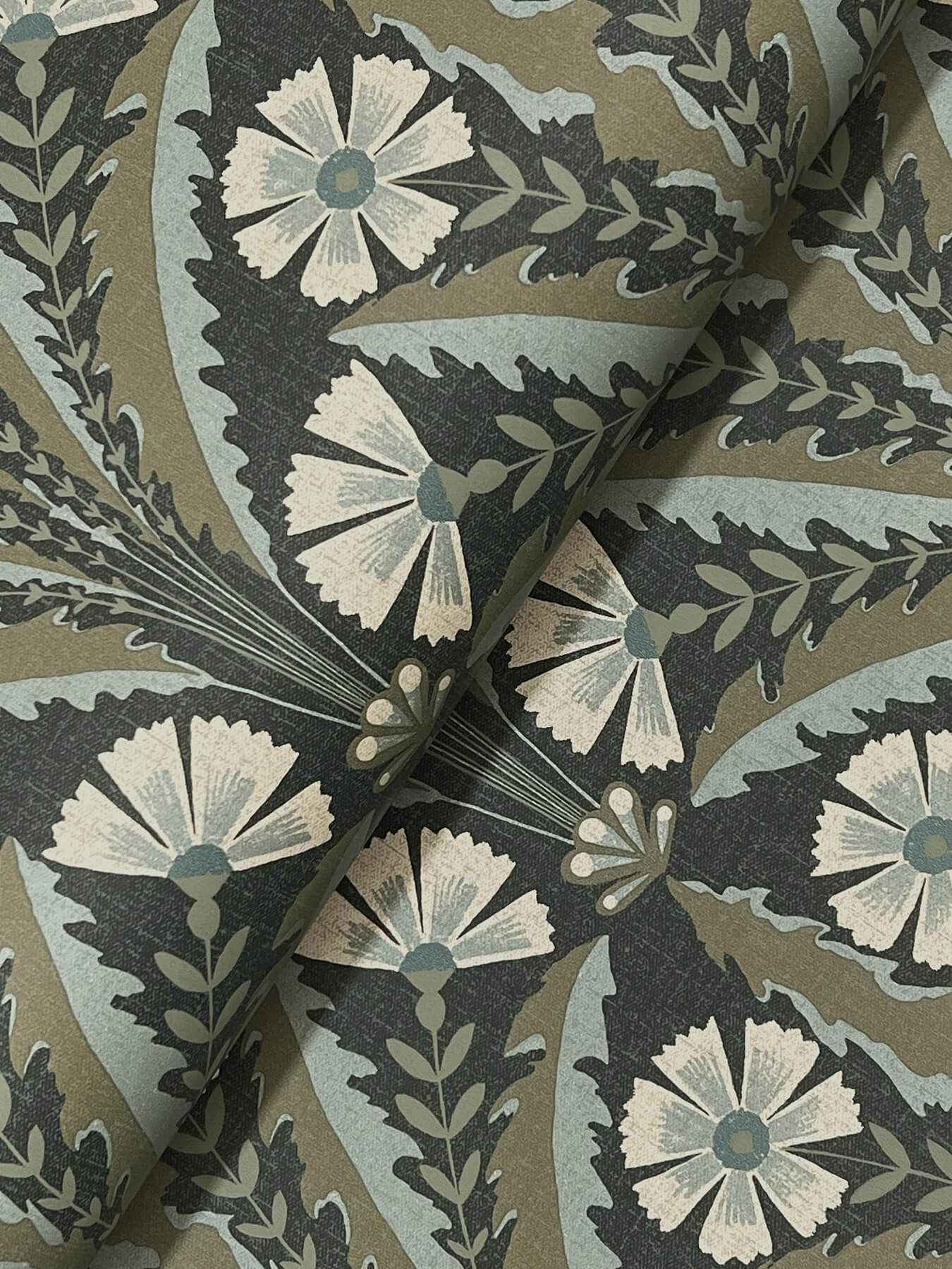 Tap Root Charcoal Floral Damask Wallpaper - York Wallcoverings - 4169-27601 - York Wallcoverings Wallpaper