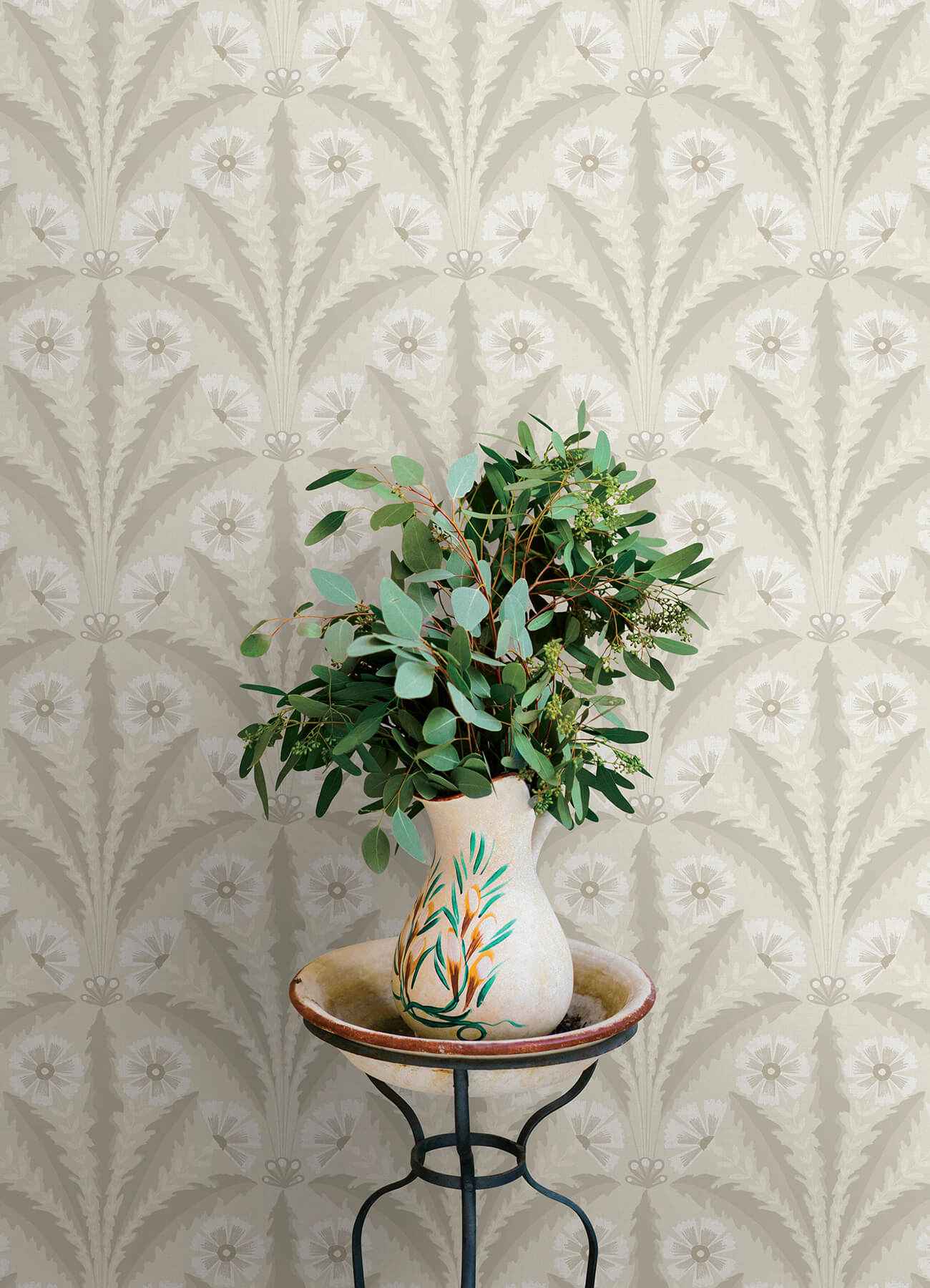 Tap Root Beige Floral Damask Wallpaper - York Wallcoverings - 4169-27603 - York Wallcoverings Wallpaper