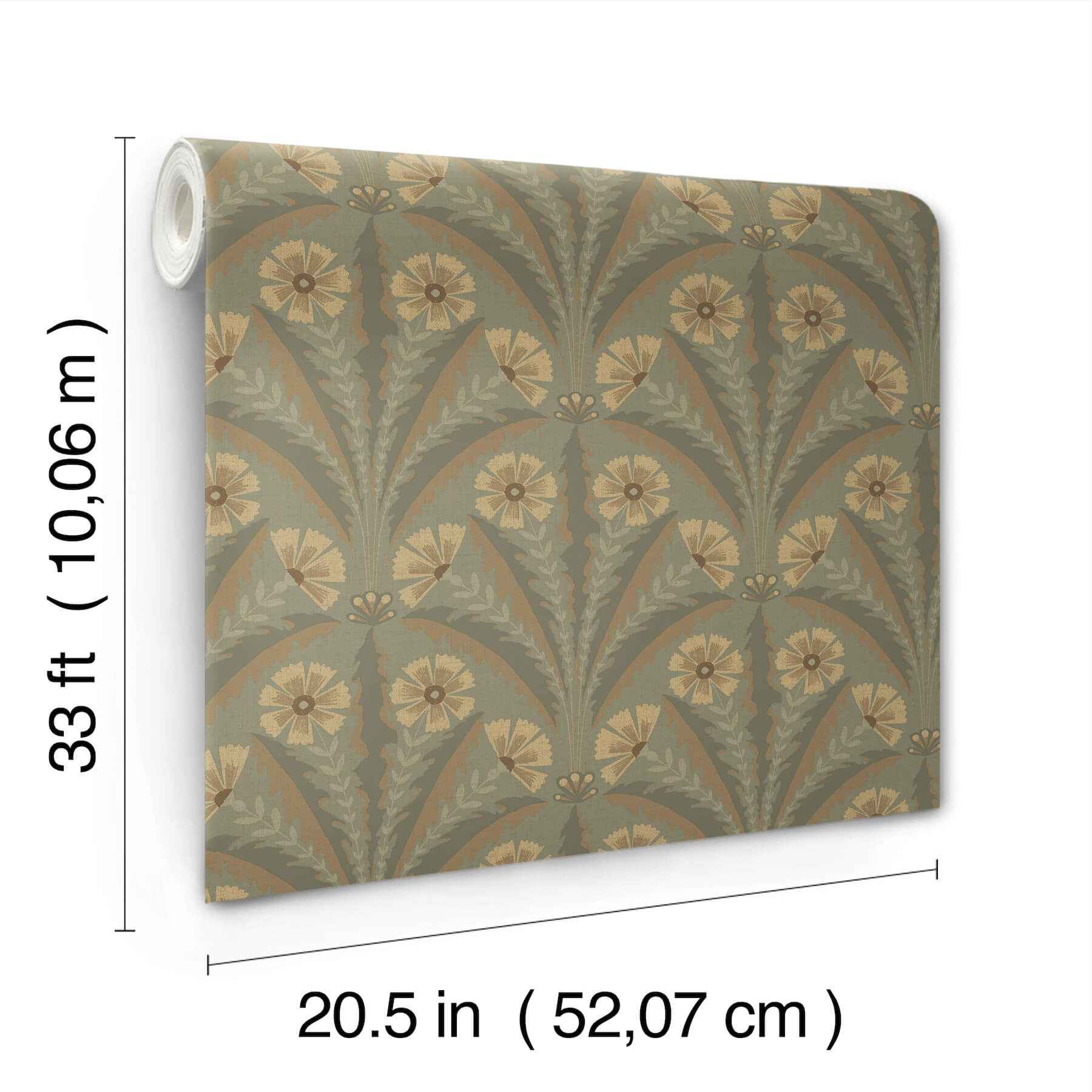 Tap Root Green Floral Damask Wallpaper - York Wallcoverings - 4169-27604 - York Wallcoverings Wallpaper