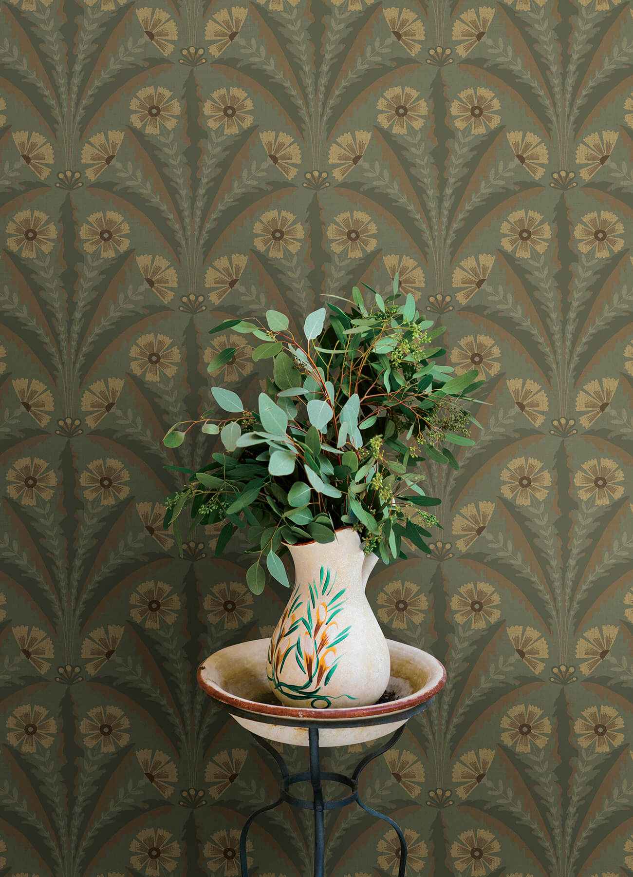 Tap Root Green Floral Damask Wallpaper - York Wallcoverings - 4169-27604 - York Wallcoverings Wallpaper