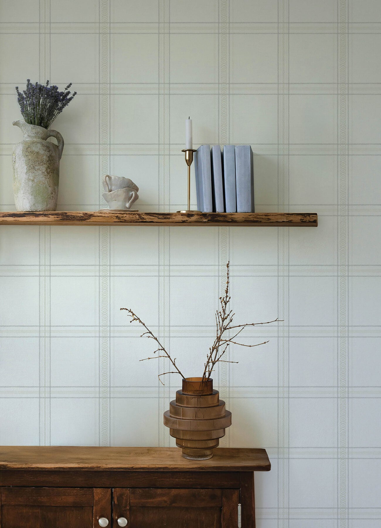auberge-white-plaid-wallpaper-york-wallcoverings-4169-27606 - York Wallcoverings Wallpaper
