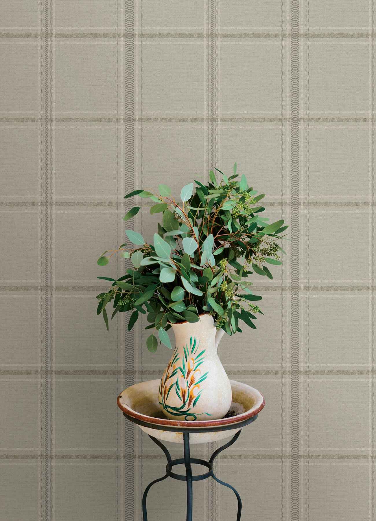 Auberge Taupe Plaid Wallpaper - York Wallcoverings - 4169-27608