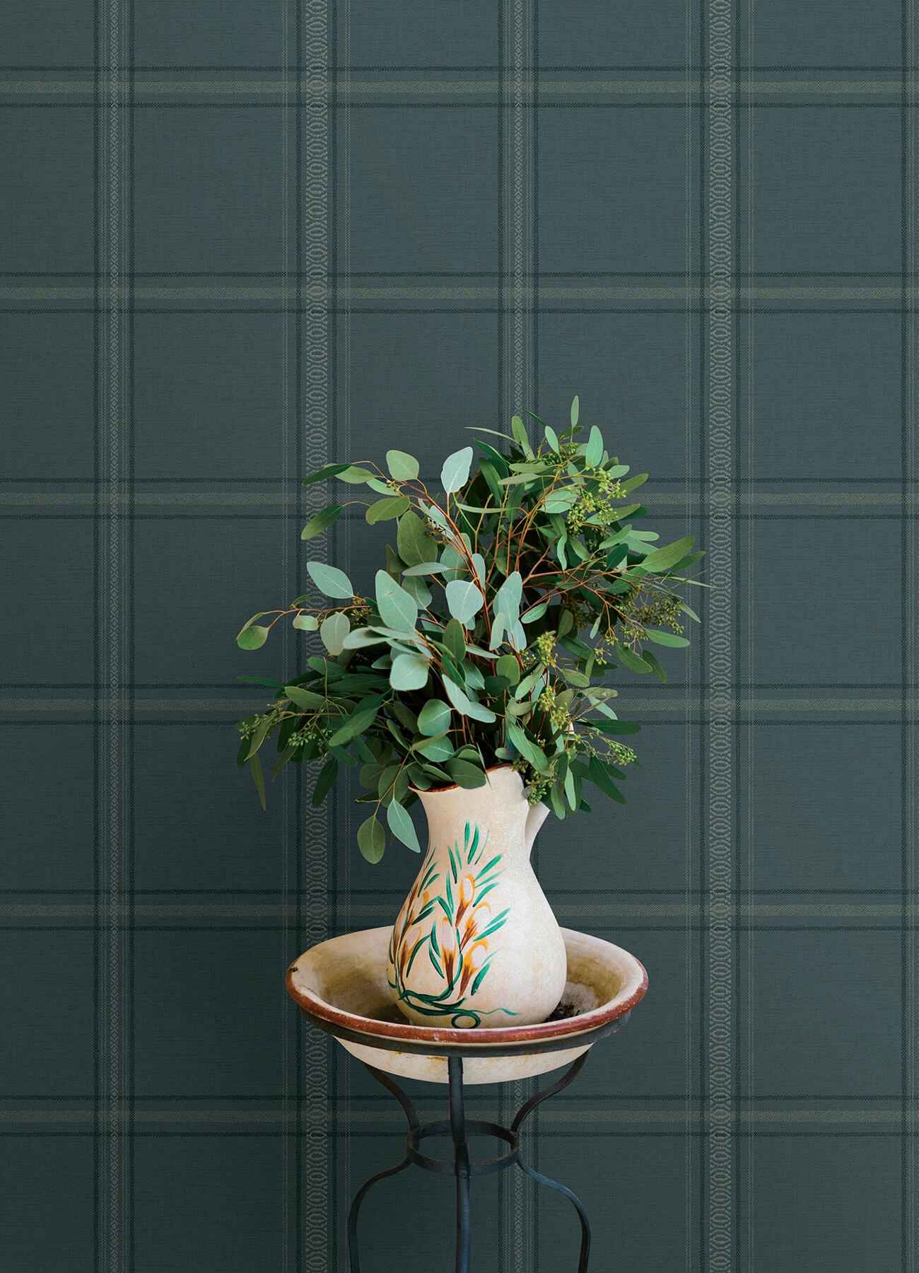 Auberge Teal Plaid Wallpaper - York Wallcoverings - 4169-27610 - York Wallcoverings Wallpaper