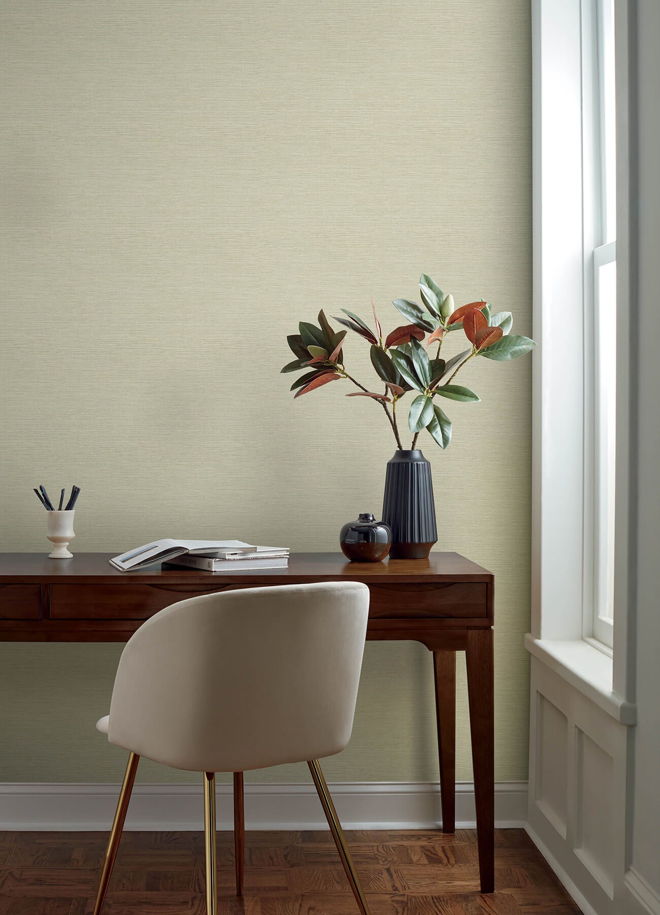 agave-neutral-faux-grasscloth-wallpaper-york-wallcoverings-4169-27611 - York Wallcoverings Wallpaper