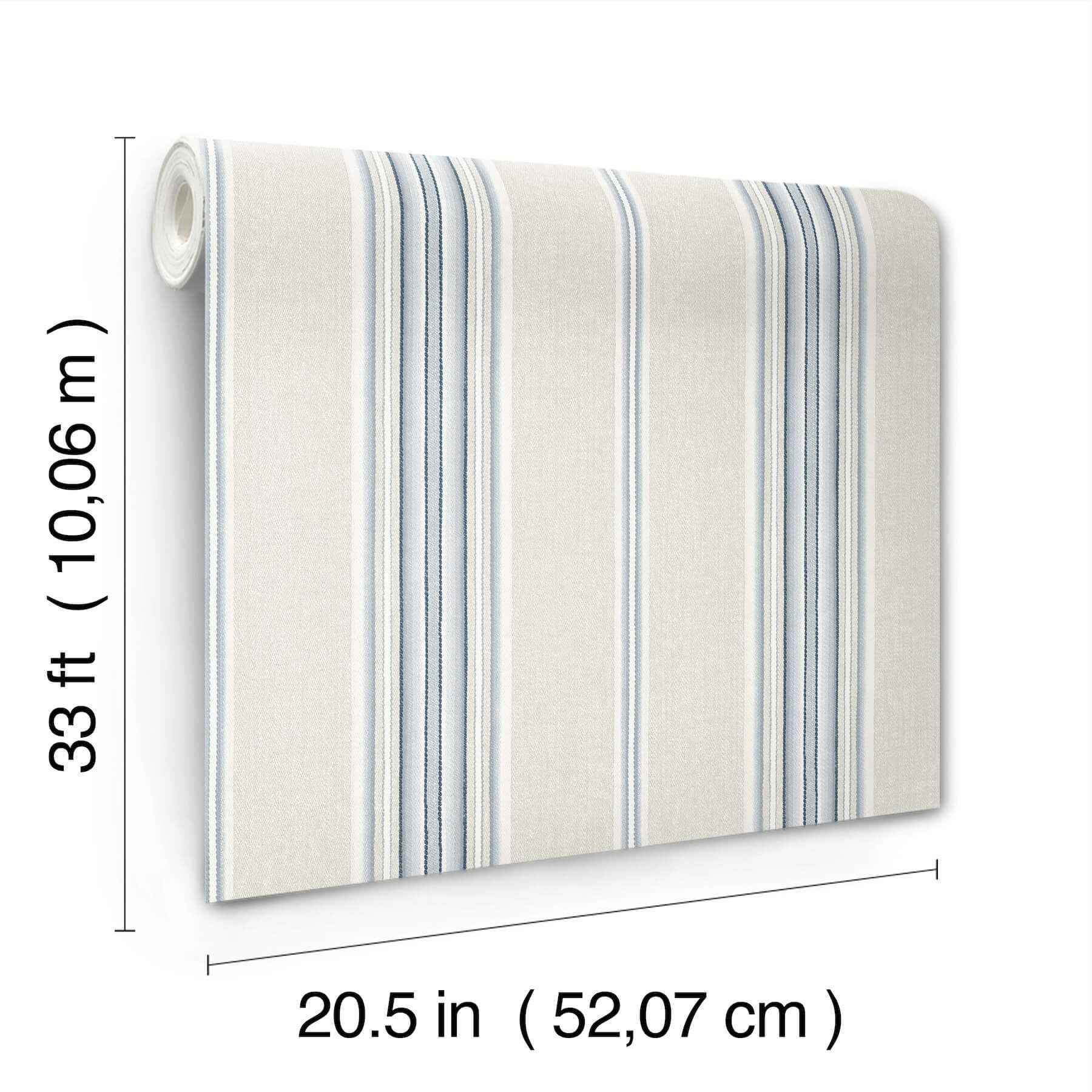 Calvados Blue Linen Stripe Wallpaper - York Wallcoverings - 4169-83123 - York Wallcoverings Wallpaper