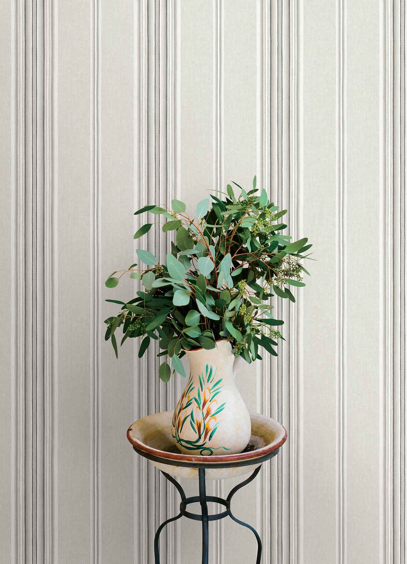 Calvados Grey Linen Stripe Wallpaper - York Wallcoverings - 4169-83124