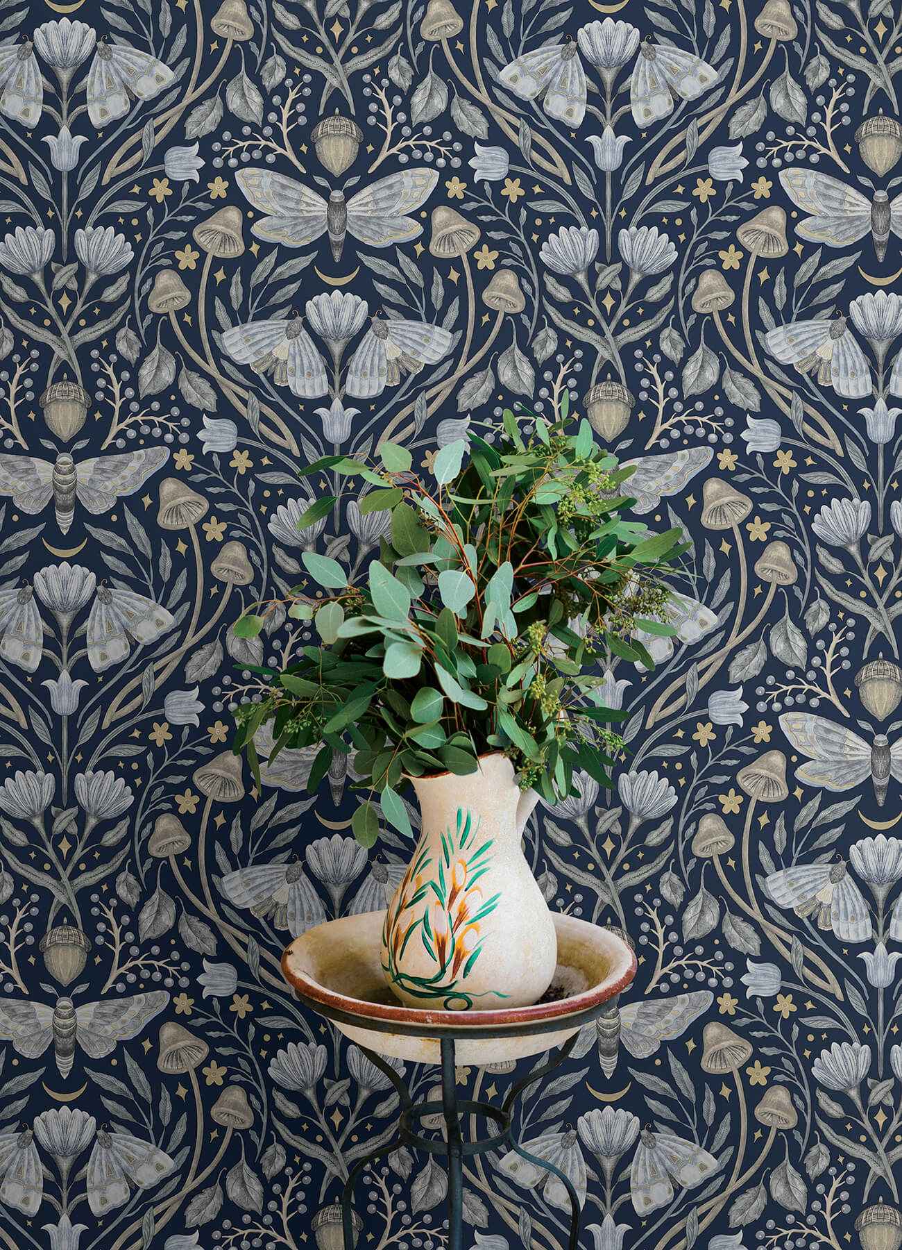 Mystic Moth Navy Forest Magic Wallpaper - York Wallcoverings - 4169-83118 - York Wallcoverings Wallpaper