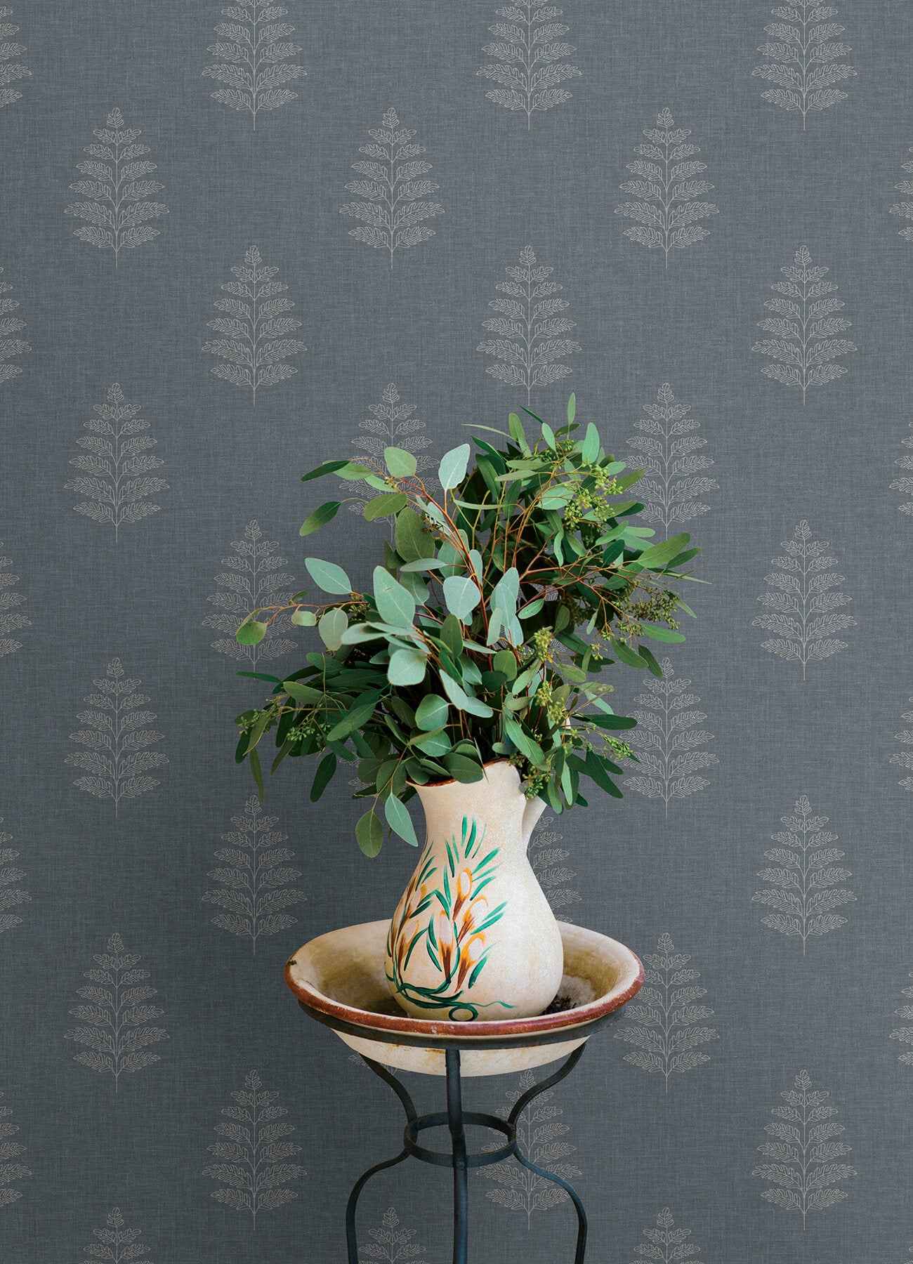 Frond Denim Leaf Wallpaper - York Wallcoverings - 4169-83127