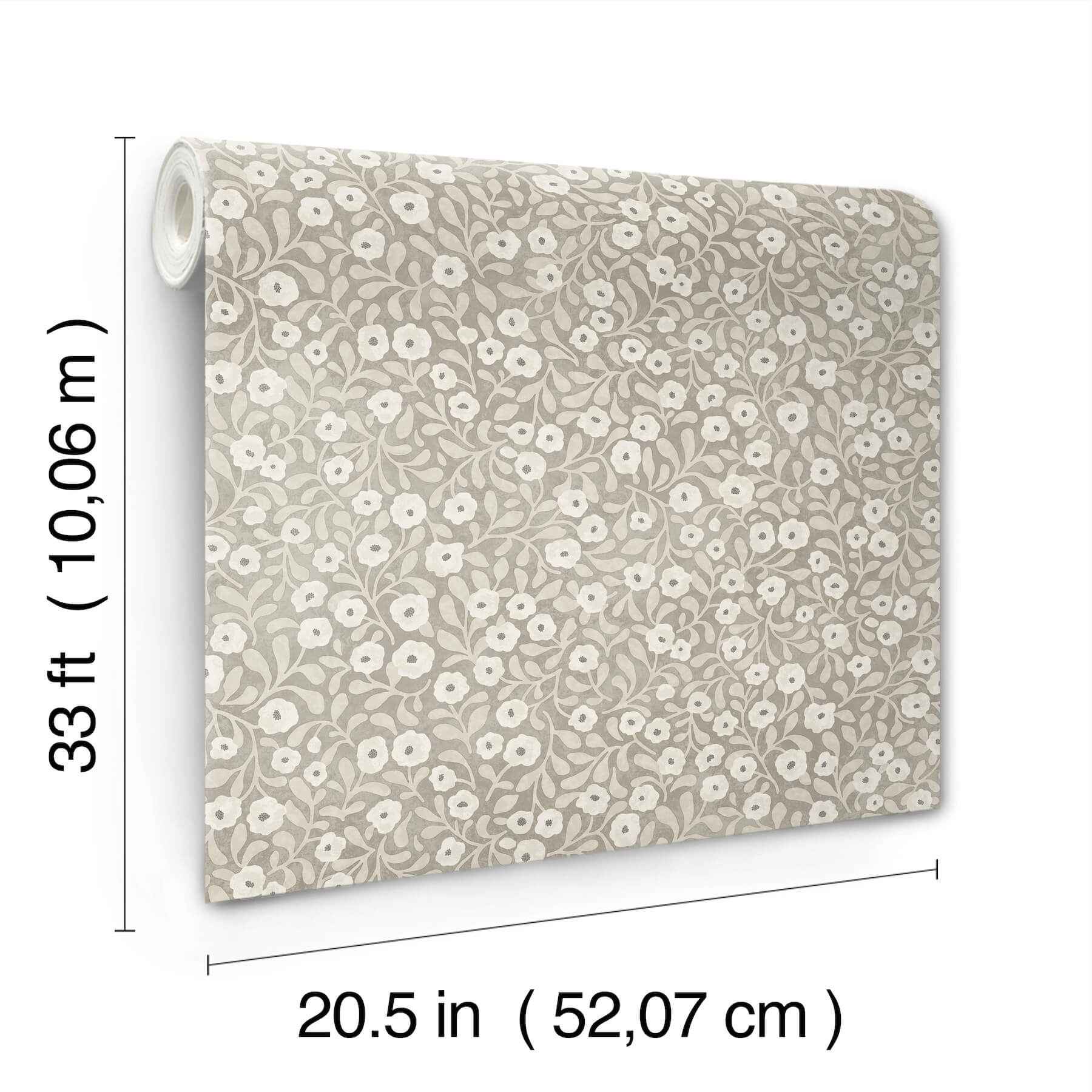 Poppy Trail Grey Floral Wallpaper - York Wallcoverings - 4169-83131 - York Wallcoverings Wallpaper