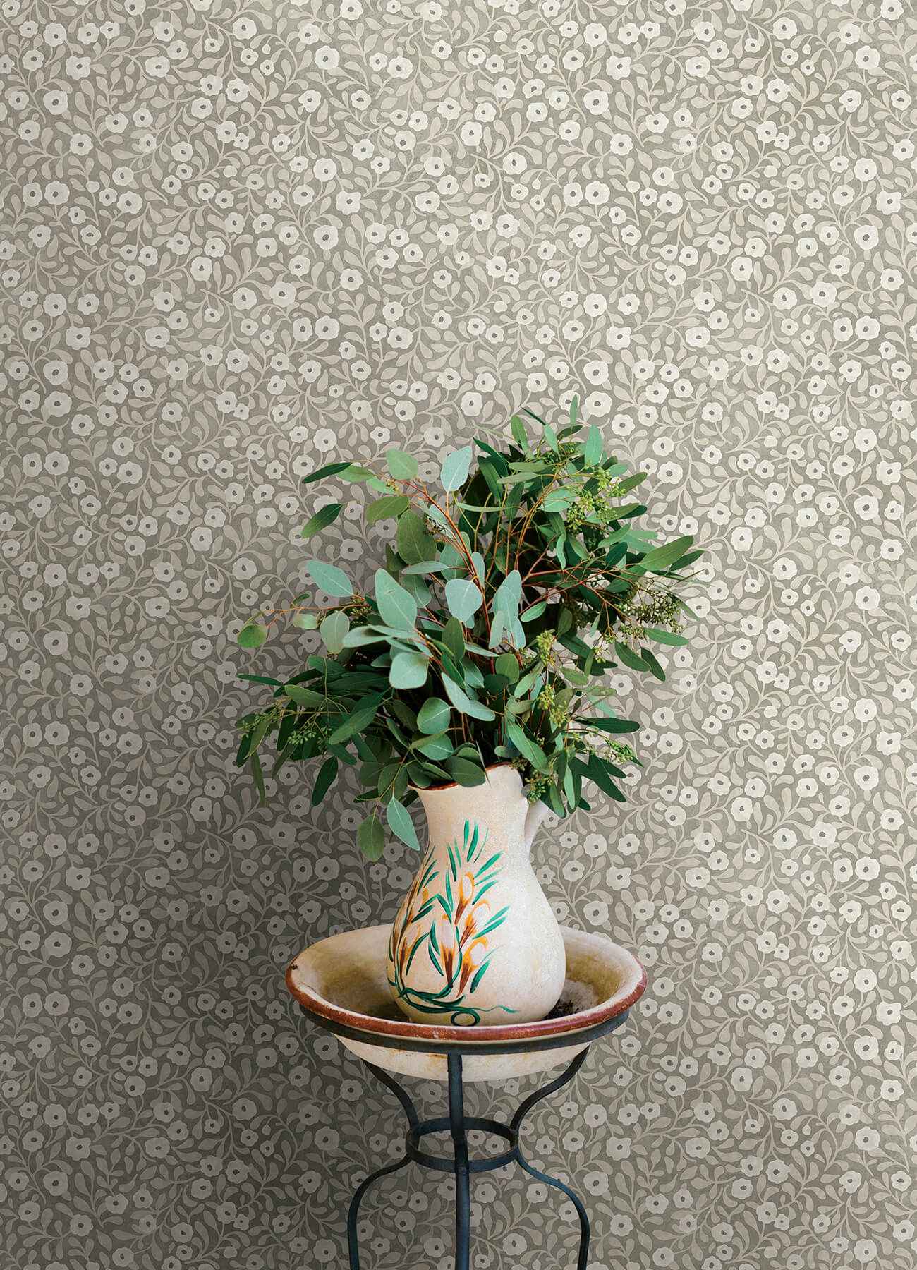 Poppy Trail Grey Floral Wallpaper - York Wallcoverings - 4169-83131