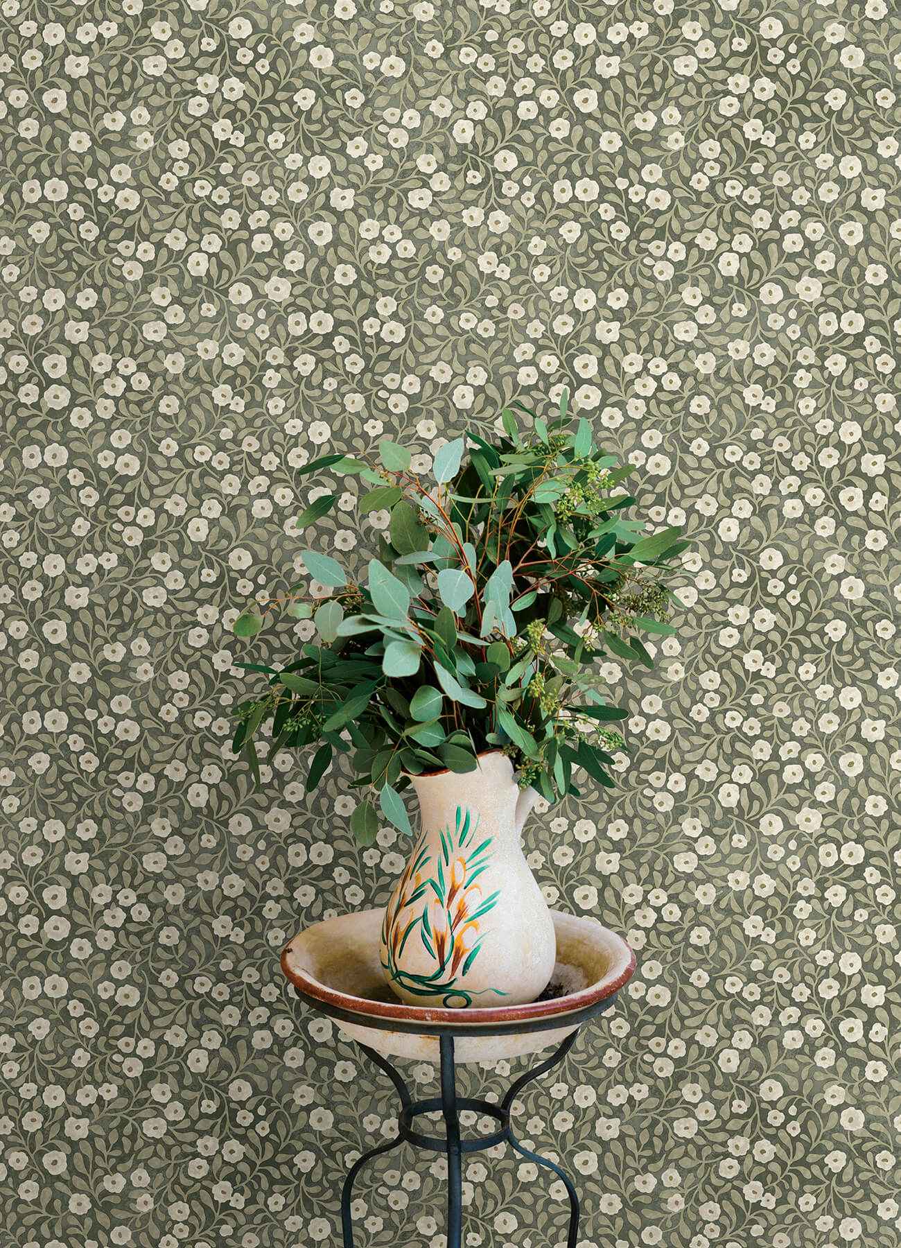 Poppy Trail Green Floral Wallpaper - York Wallcoverings - 4169-83132