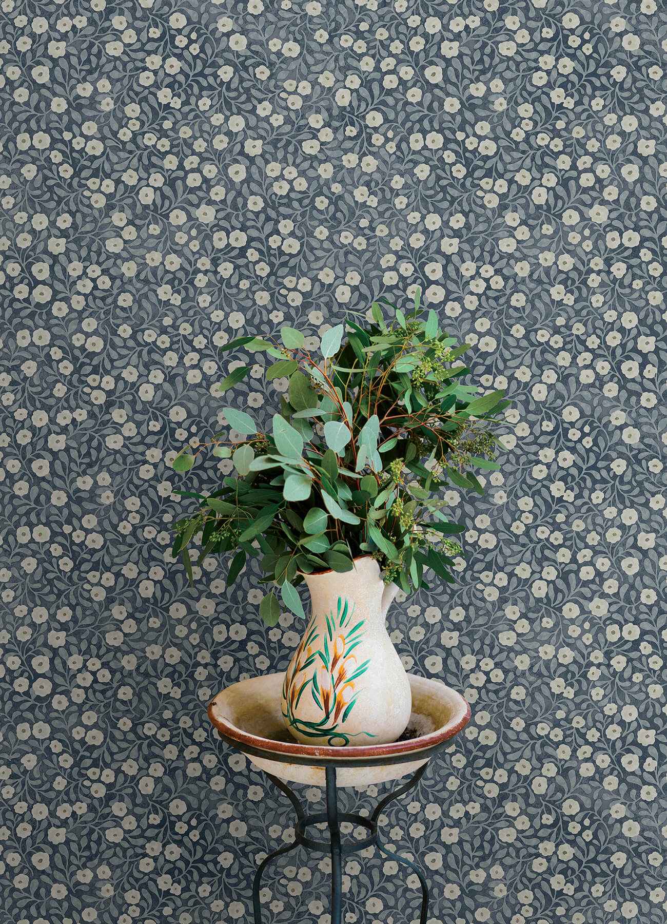 Poppy Trail Dark Blue Floral Wallpaper - York Wallcoverings - 4169-83135 - York Wallcoverings Wallpaper