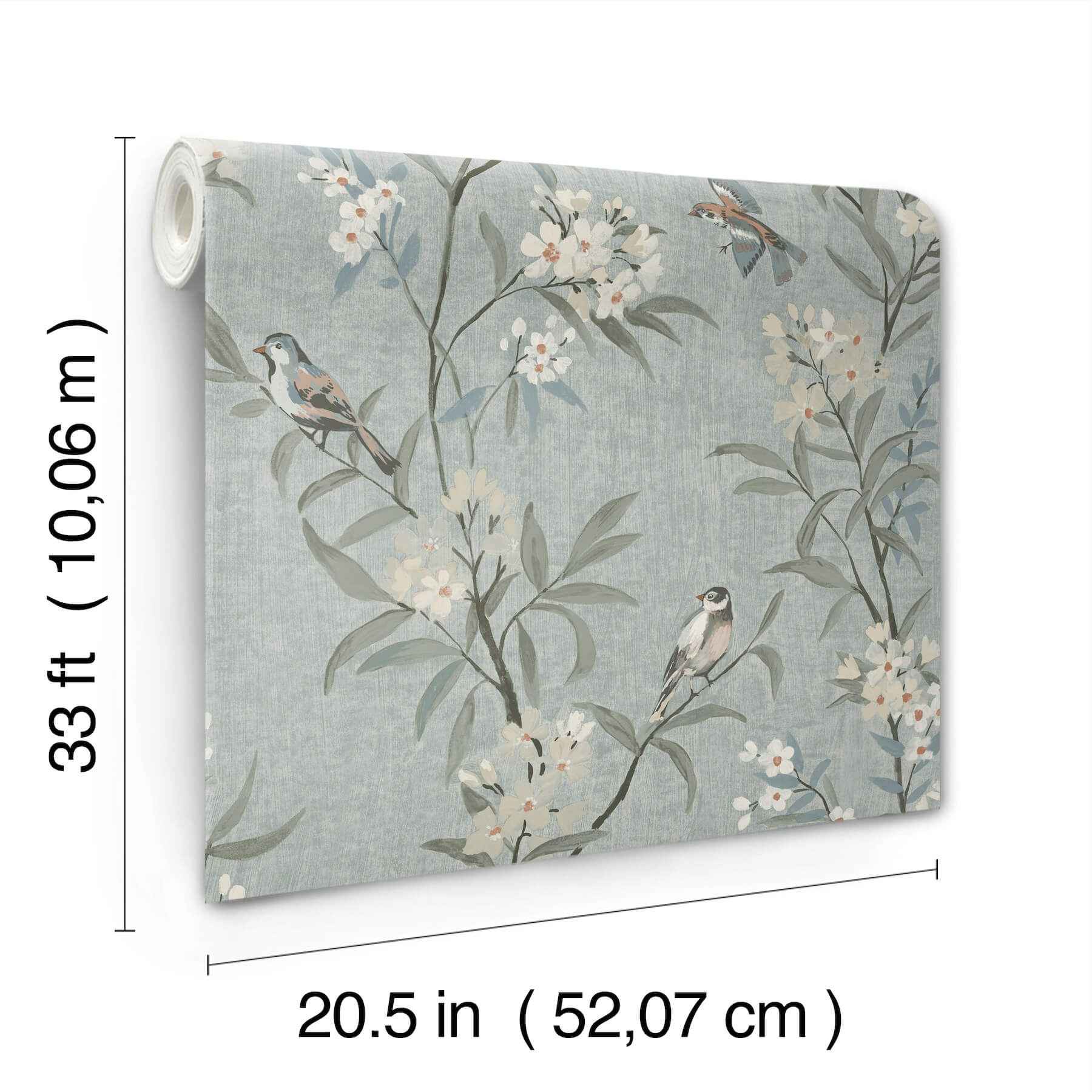 Tea Olive Blue Finch Frolic Wallpaper - York Wallcoverings - 4169-83139 - York Wallcoverings Wallpaper