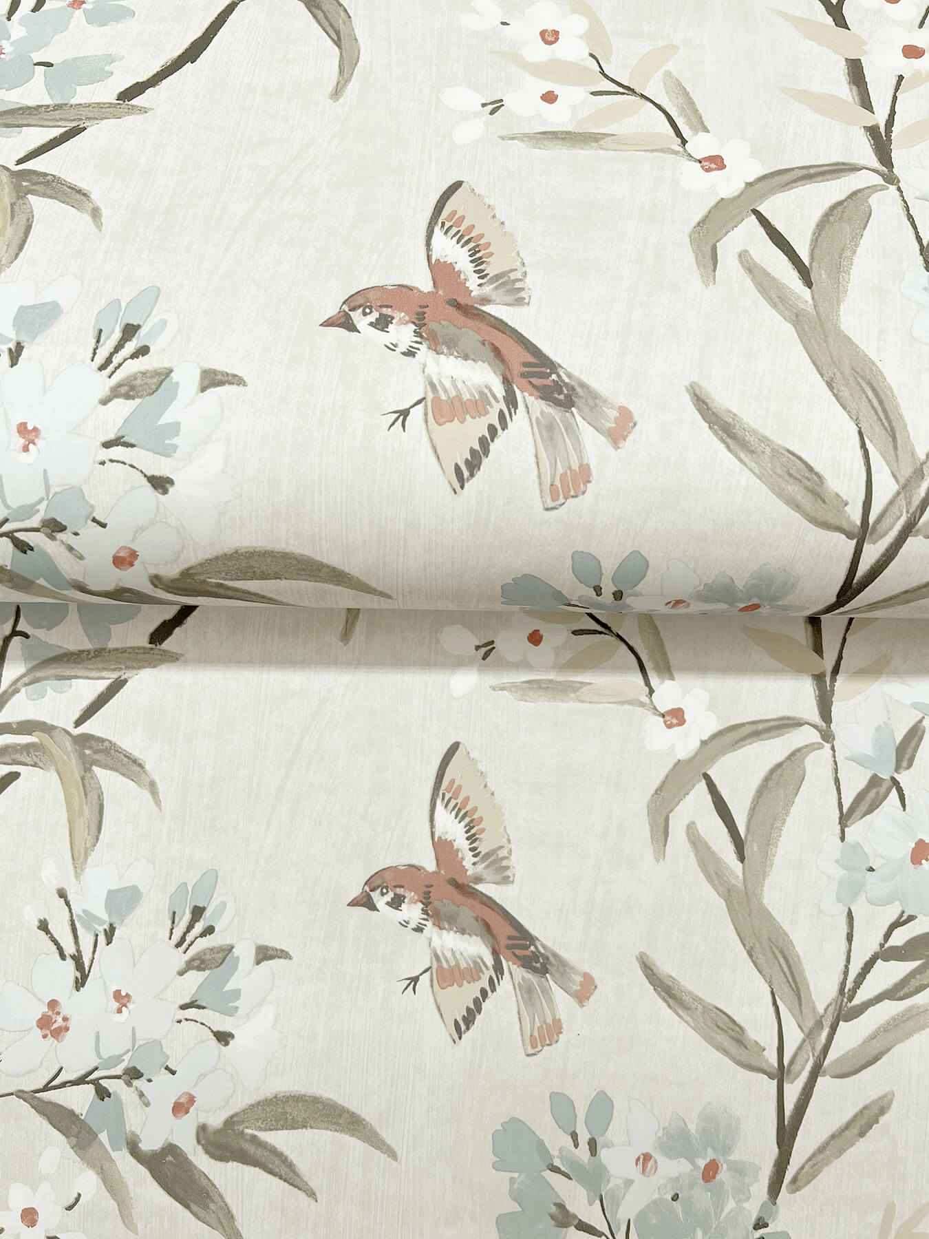Tea Olive Beige Finch Frolic Wallpaper - York Wallcoverings - 4169-83137 - York Wallcoverings Wallpaper