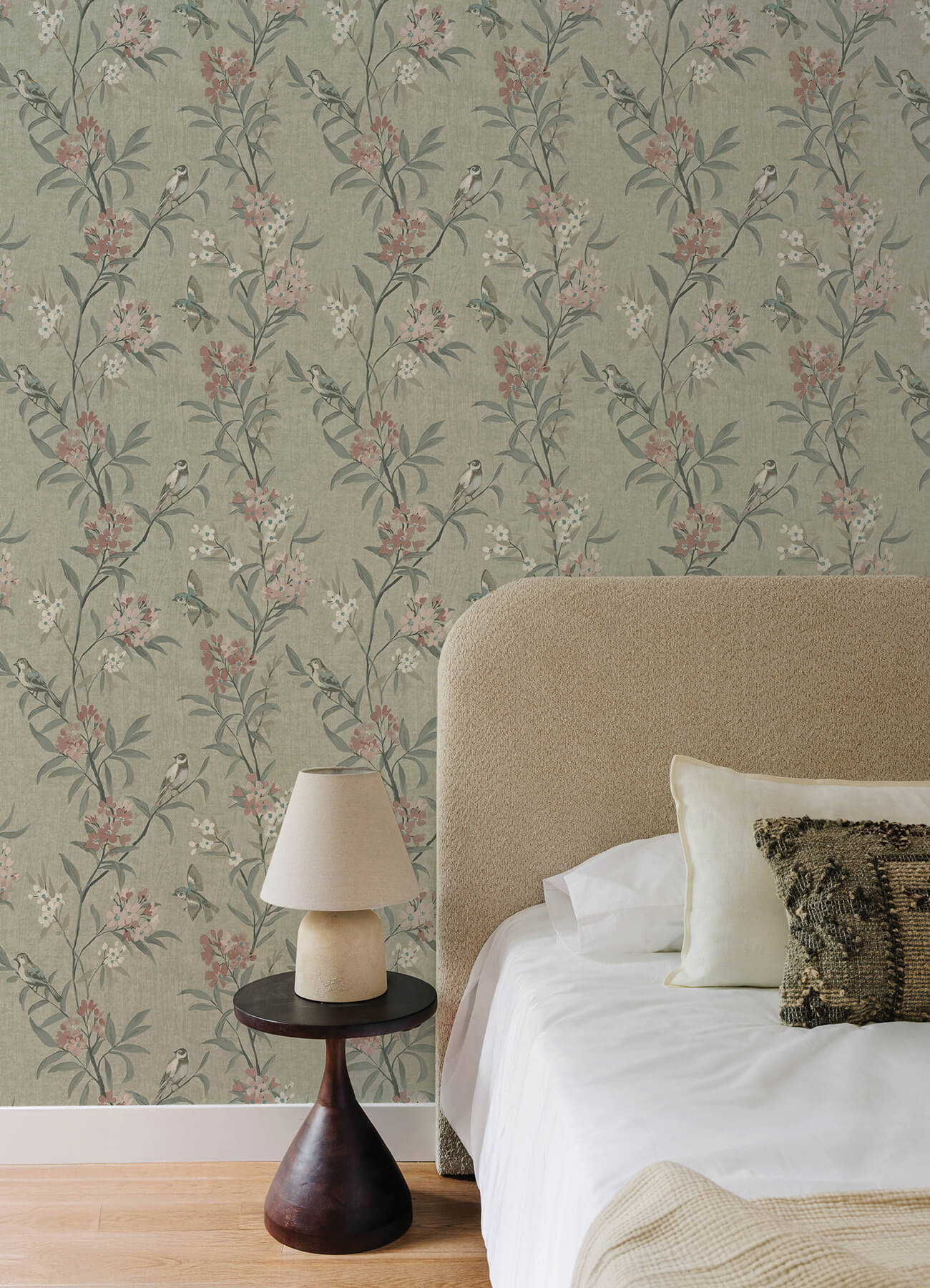 tea-olive-green-finch-frolic-wallpaper-york-wallcoverings-4169-83138 - York Wallcoverings Wallpaper