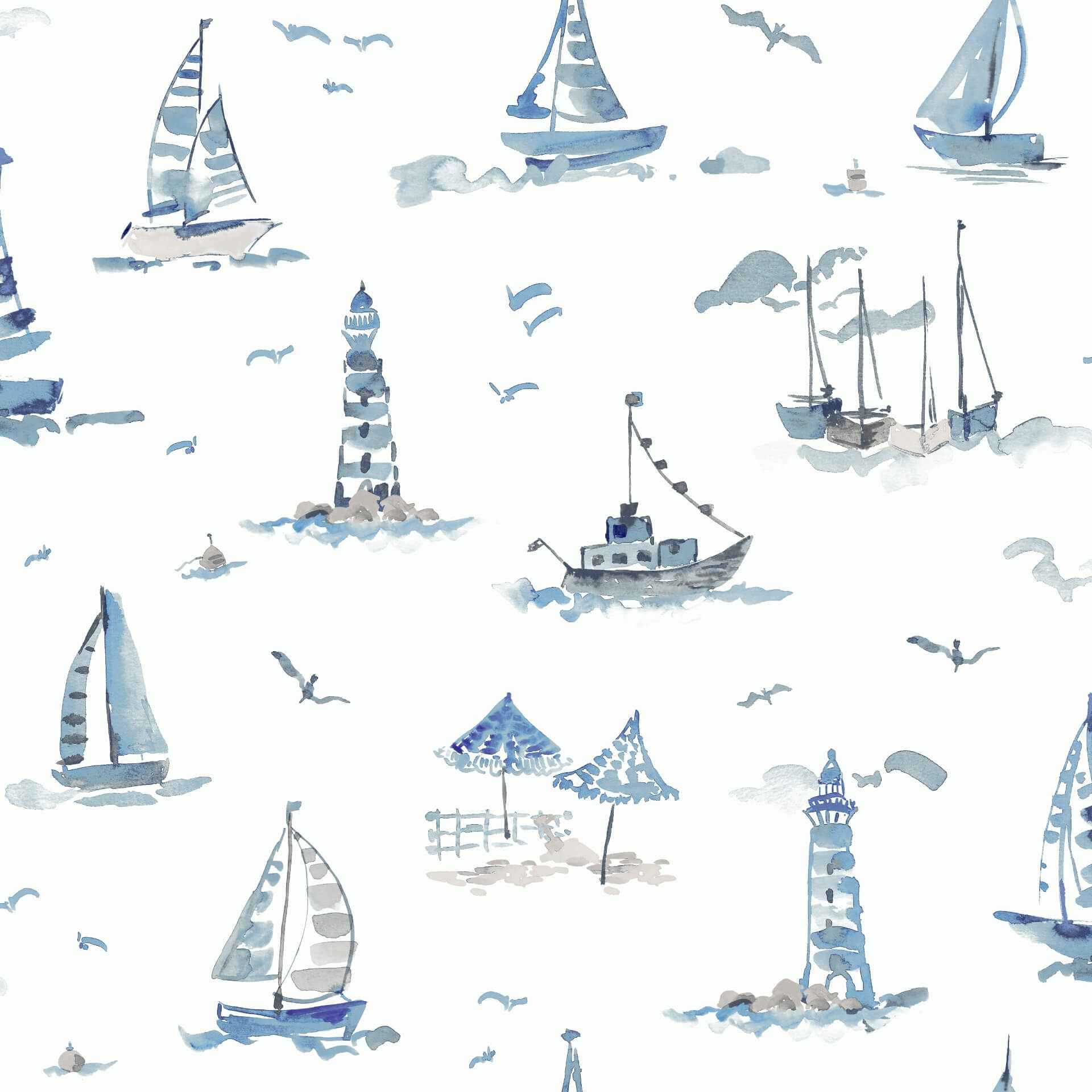 Set Sail Blue Peel & Stick Wallpaper - York Wallcoverings - NUS6499 - York Wallcoverings Wallpaper