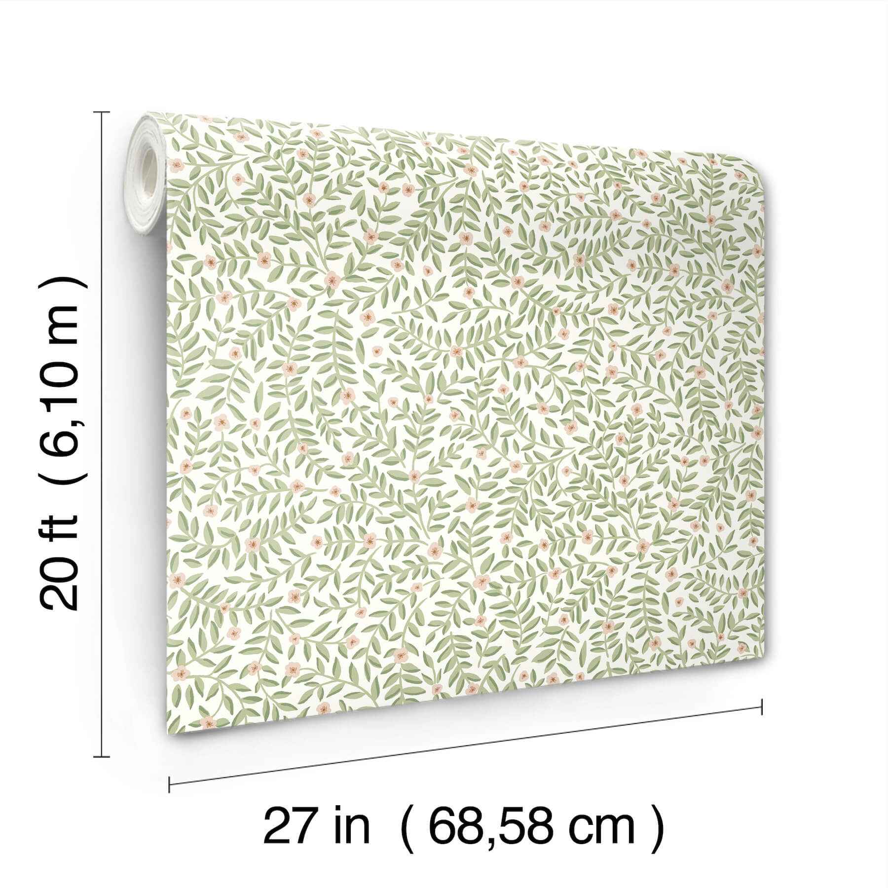 Elodie Cream Petite Floral Premium Peel + Stick Wallpaper - York Wallcoverings - PSW1673RL - York Wallcoverings Wallpaper