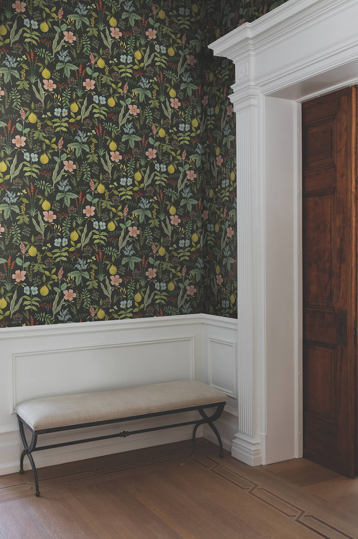 herb-garden-black-botanical-premium-peel-stick-wallpaper-york-wallcoverings-psw1676rl - York Wallcoverings Wallpaper