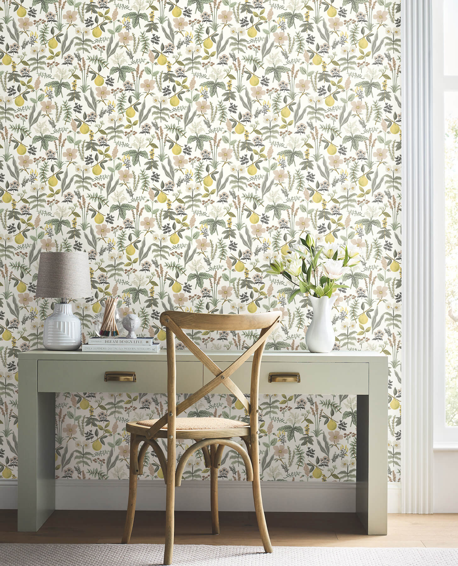 herb-garden-cream-botanical-premium-peel-stick-wallpaper-york-wallcoverings-psw1678rl - York Wallcoverings Wallpaper