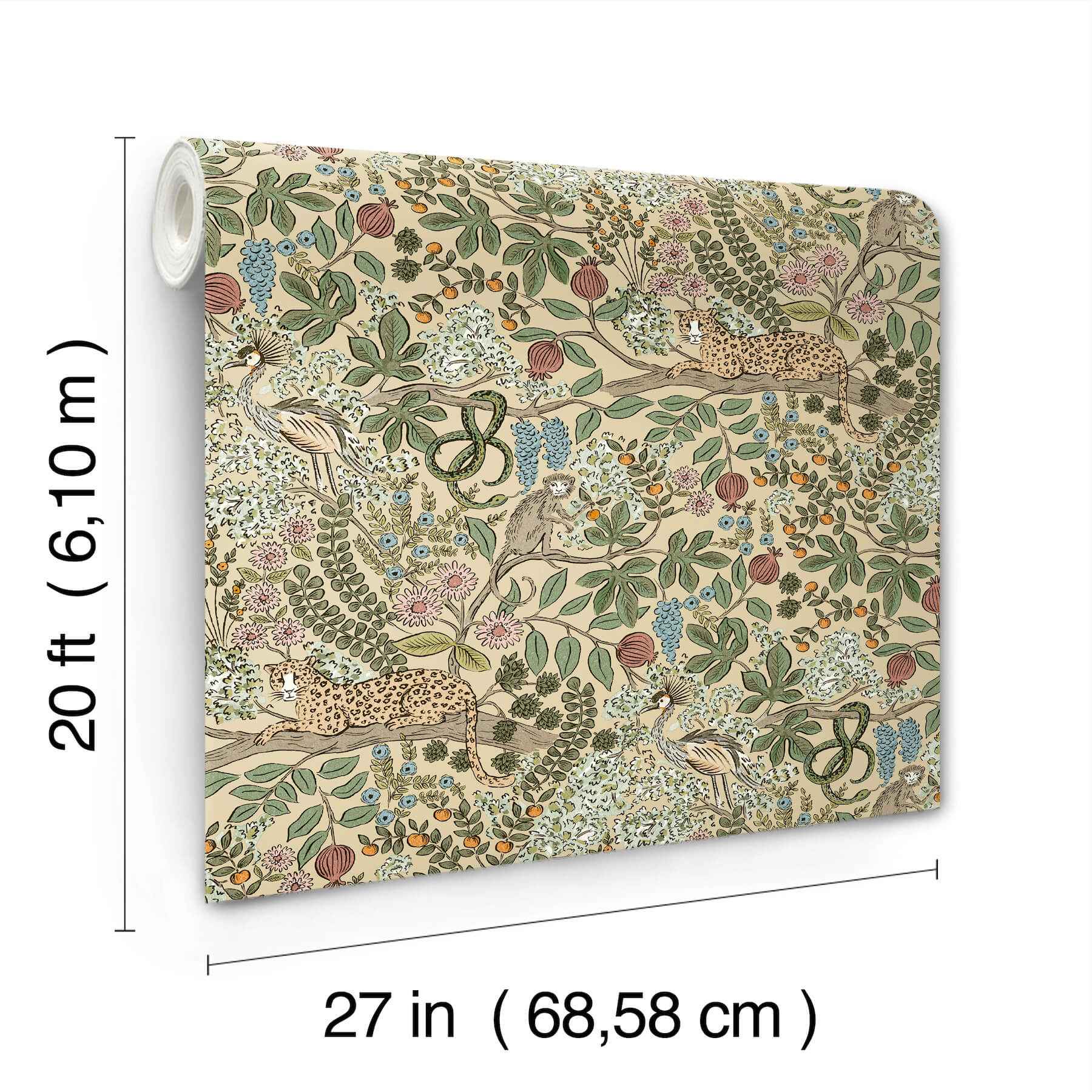 Safari Beige Jungle Toile Premium Peel + Stick Wallpaper - York Wallcoverings - PSW1679RL - York Wallcoverings Wallpaper