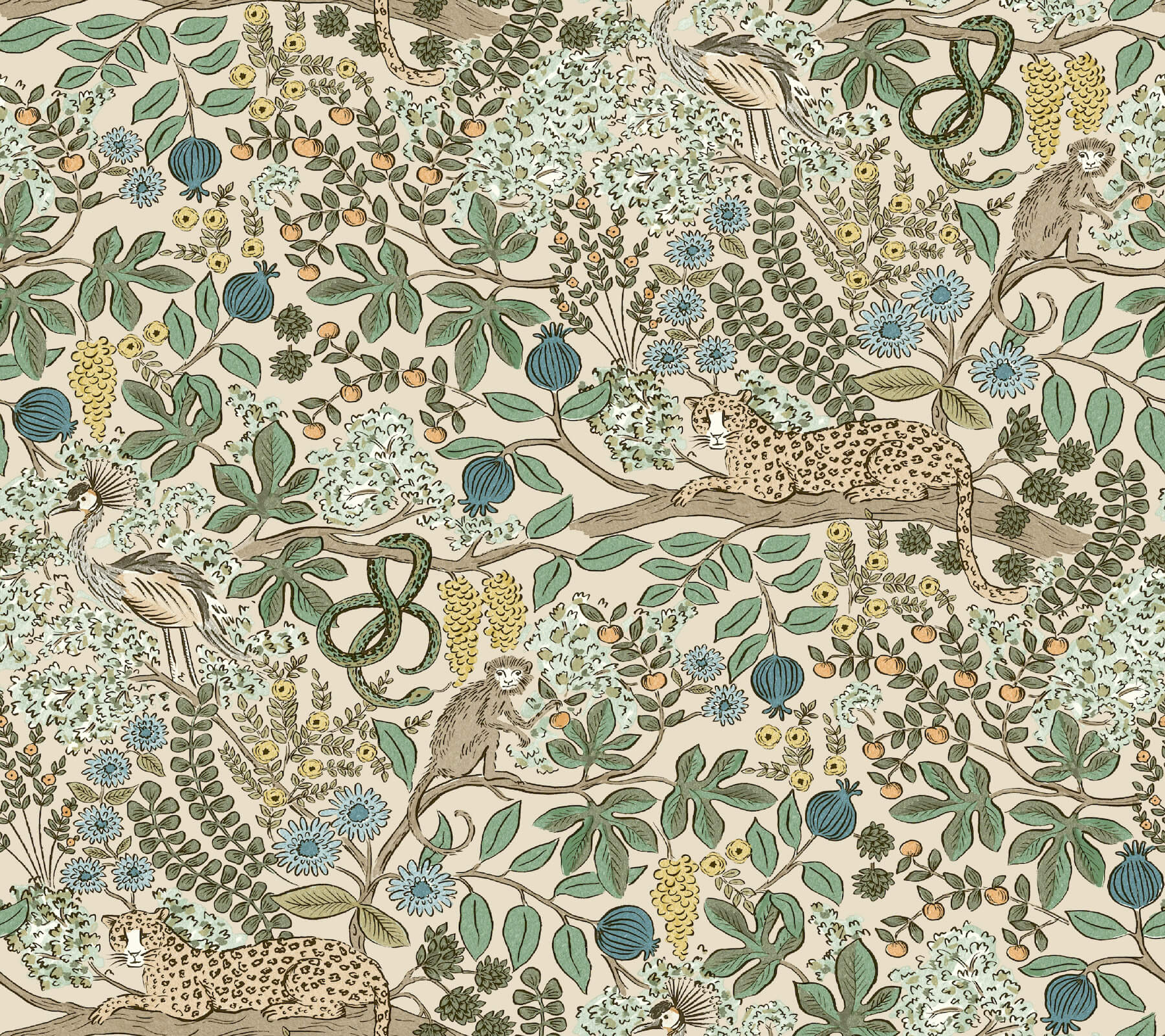 safari-cream-jungle-toile-premium-peel-stick-wallpaper-york-wallcoverings-psw1681rl - York Wallcoverings Wallpaper