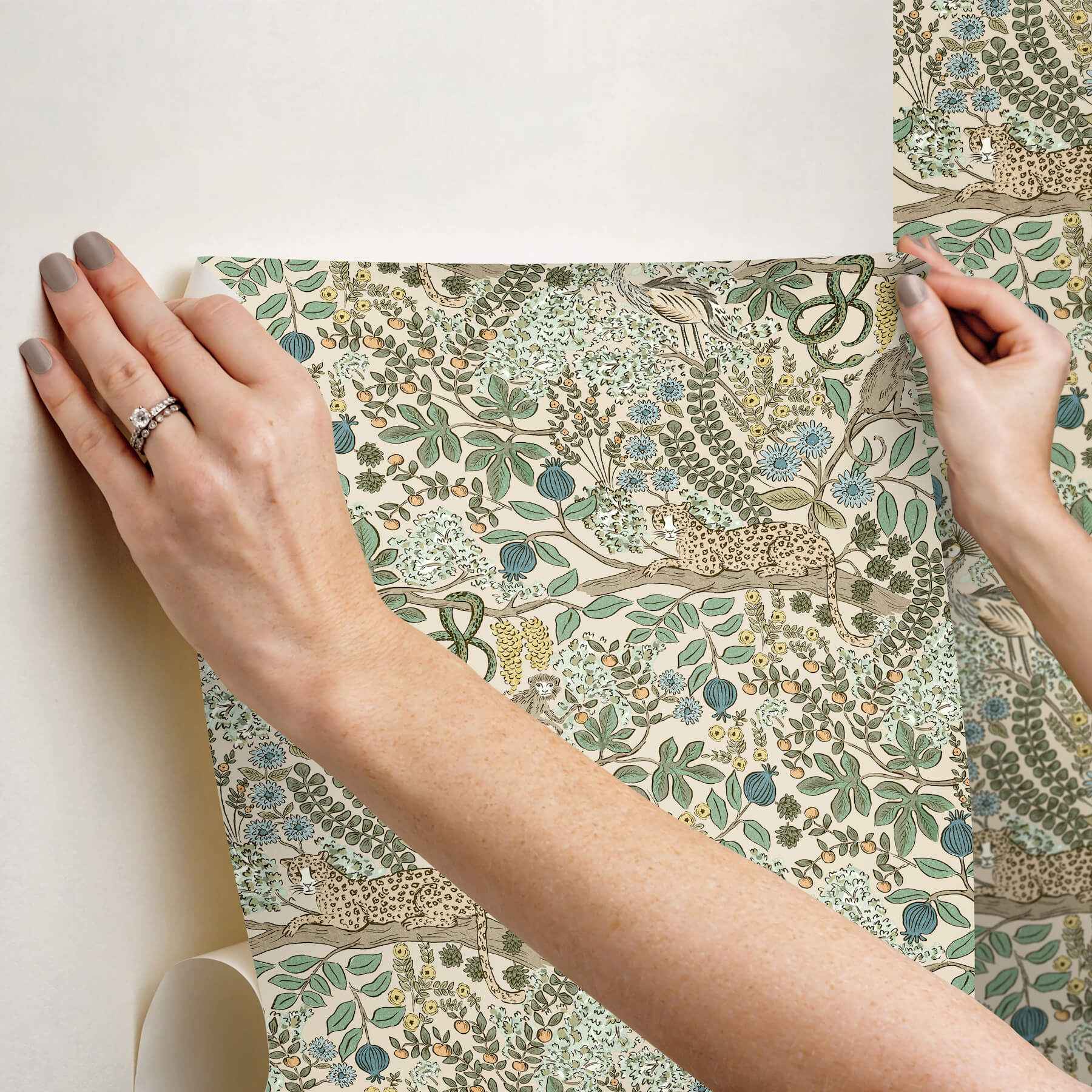 Safari Cream Jungle Toile Premium Peel + Stick Wallpaper - York Wallcoverings - PSW1681RL - York Wallcoverings Wallpaper