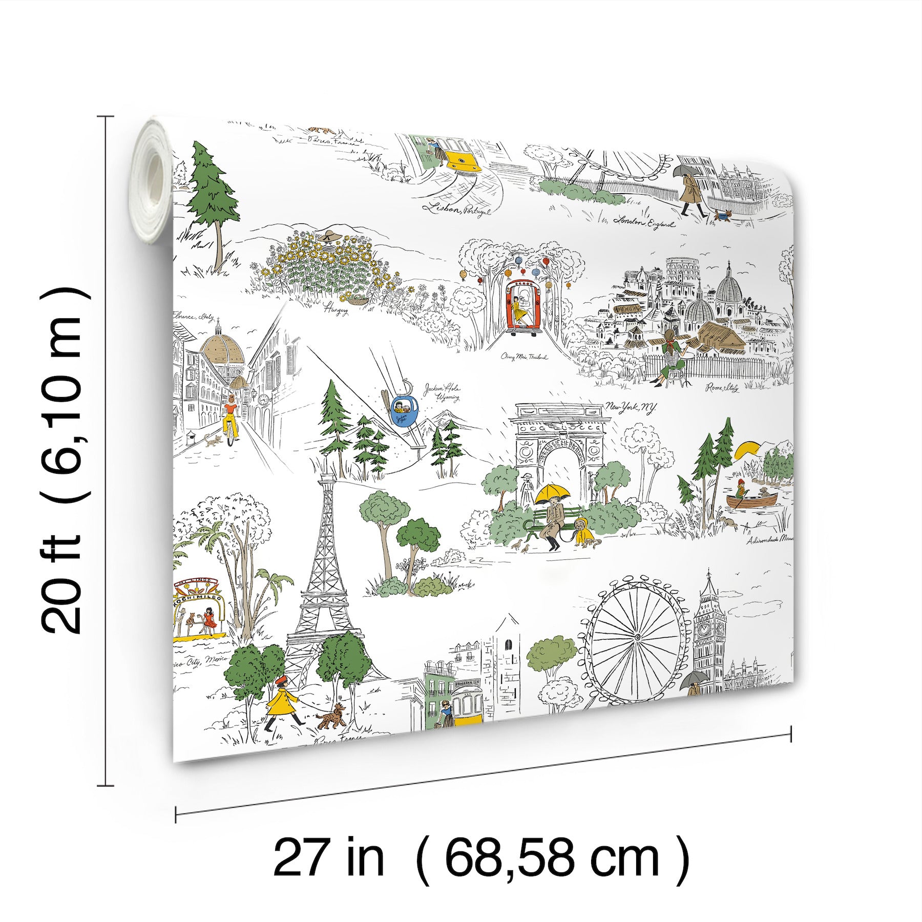 travel-sketches-yellow-globetrotter-premium-peel-stick-wallpaper-york-wallcoverings-psw1683rl