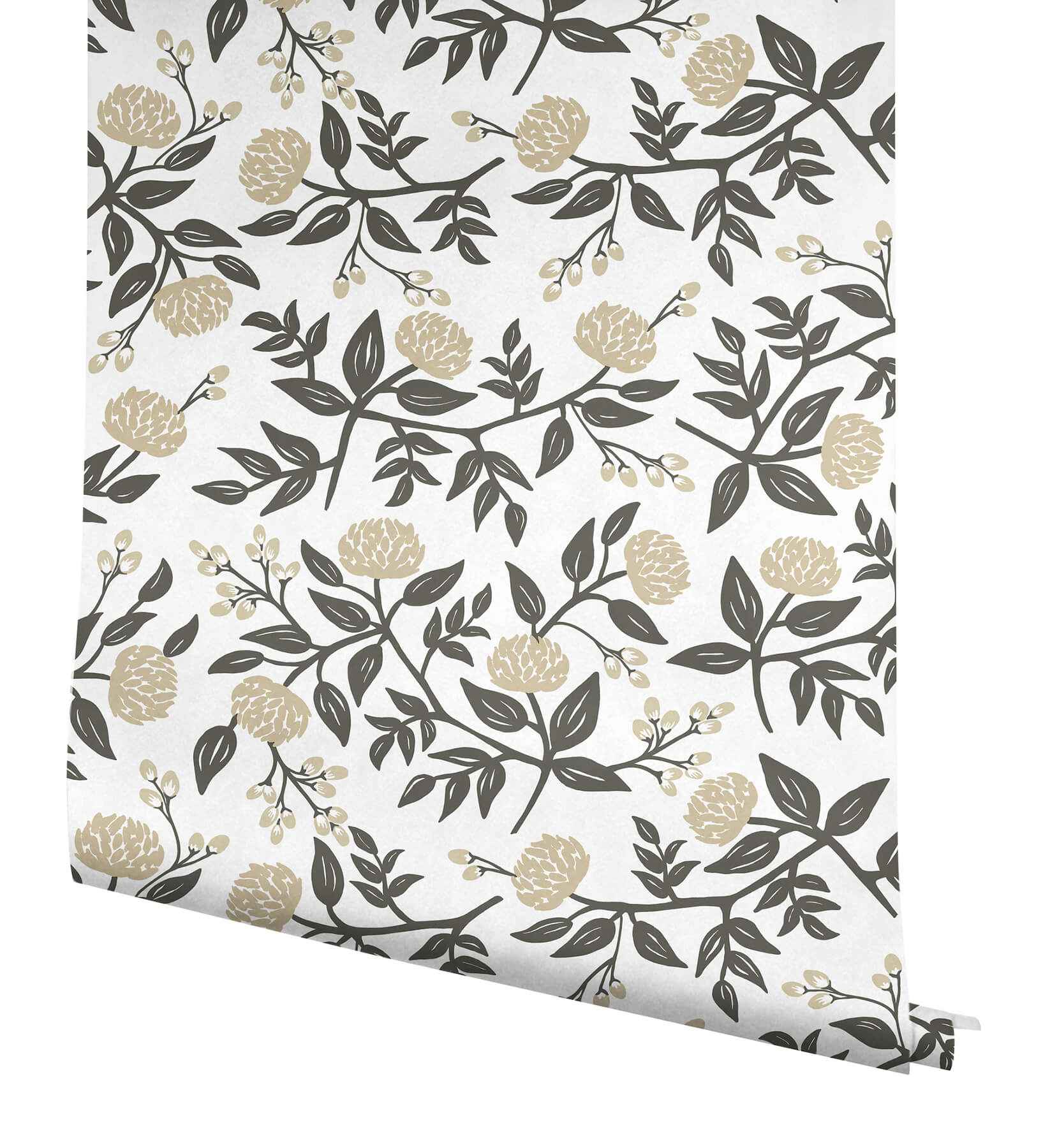 Peonies Gold Floral Premium Peel + Stick Wallpaper - York Wallcoverings - PSW1686RL - York Wallcoverings Wallpaper