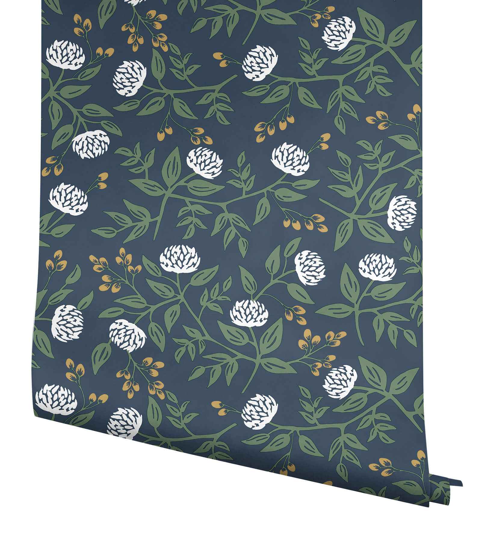 Peonies Navy Floral Premium Peel + Stick Wallpaper - York Wallcoverings - PSW1687RL