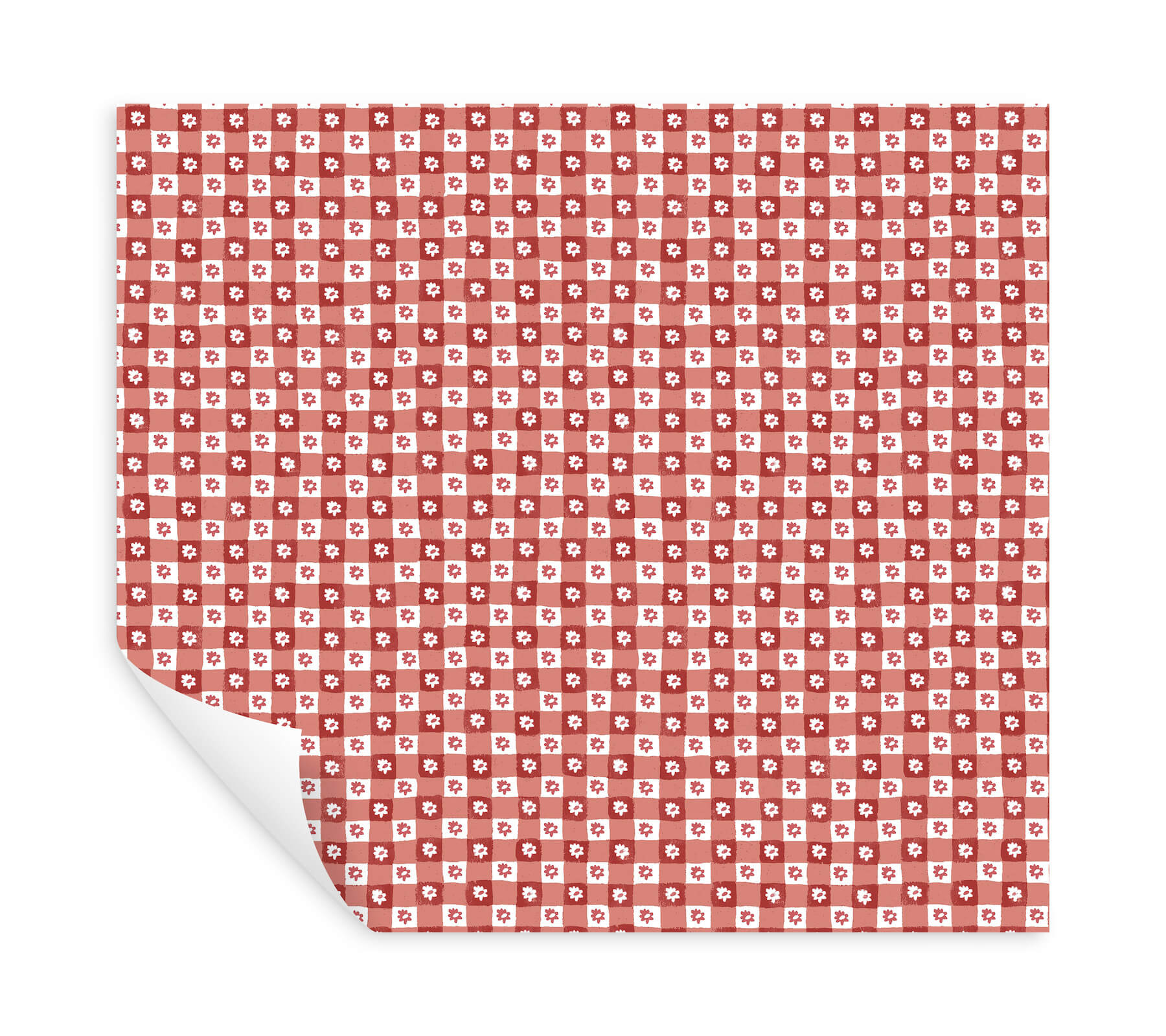 daisy-gingham-red-floral-check-premium-peel-stick-wallpaper-york-wallcoverings-psw1691rl - York Wallcoverings Wallpaper