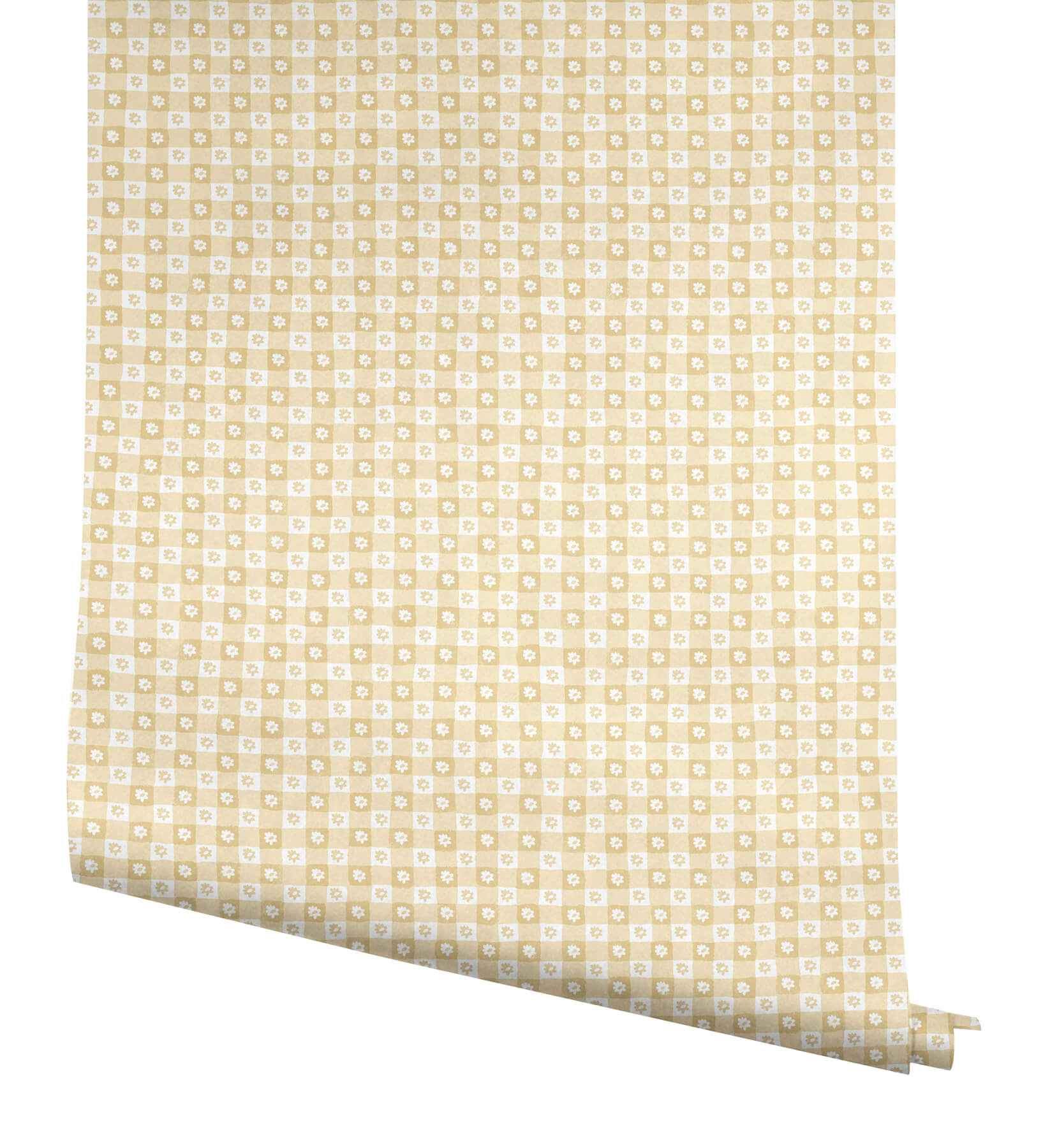Daisy Gingham Yellow Floral Check Premium Peel + Stick Wallpaper - York Wallcoverings - PSW1692RL - York Wallcoverings Wallpaper