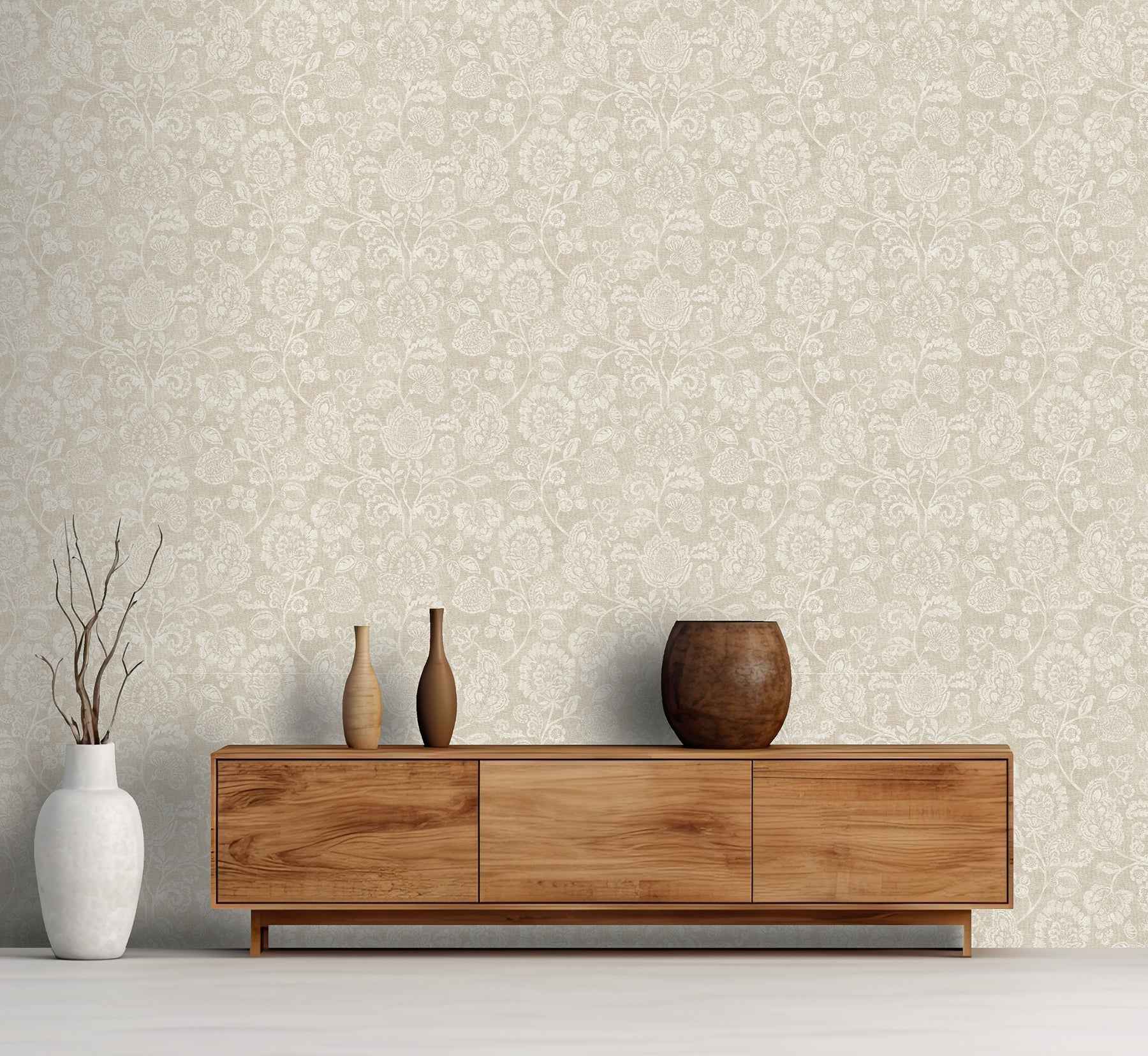 Verity Neutral Jacobean Trail Wallpaper - York Wallcoverings - AH100194AH - York Wallcoverings Wallpaper