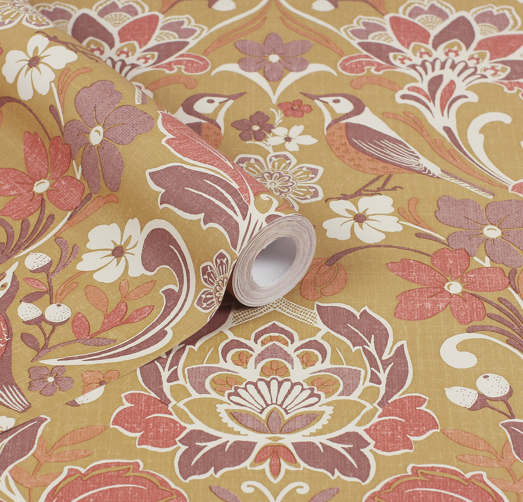 birdy-yellow-nuthatch-floral-wallpaper-york-wallcoverings-ah100198ah - York Wallcoverings Wallpaper