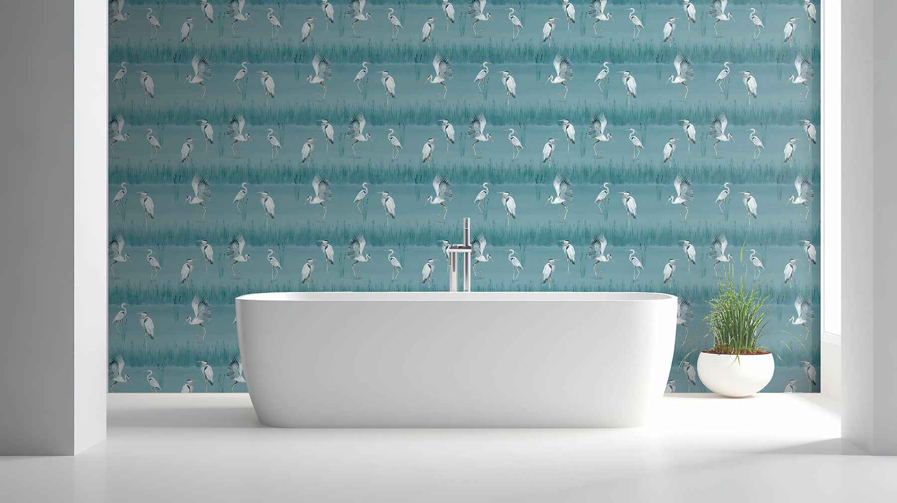 Gerald Blue Heron River Wallpaper - York Wallcoverings - AH100213AH - York Wallcoverings Wallpaper