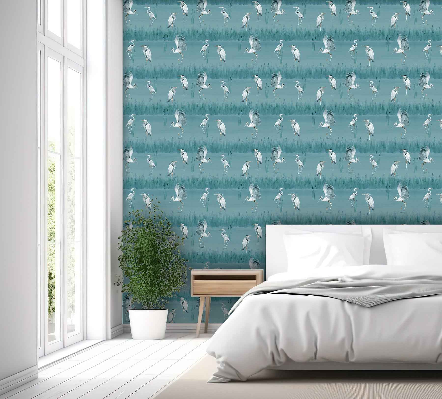 Gerald Blue Heron River Wallpaper - York Wallcoverings - AH100213AH - York Wallcoverings Wallpaper