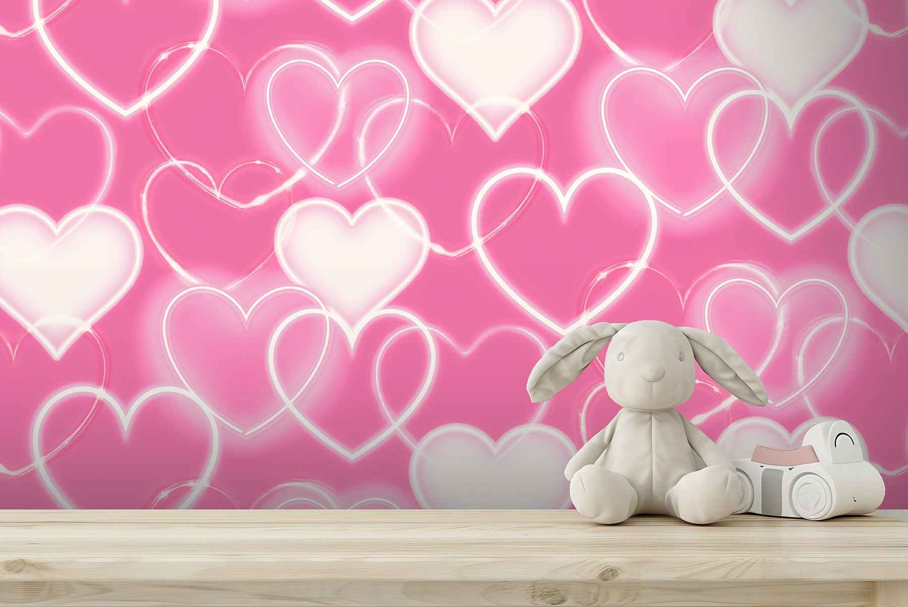 Effie Pink Neon Heart Wallpaper - York Wallcoverings - AH100222AH - York Wallcoverings Wallpaper